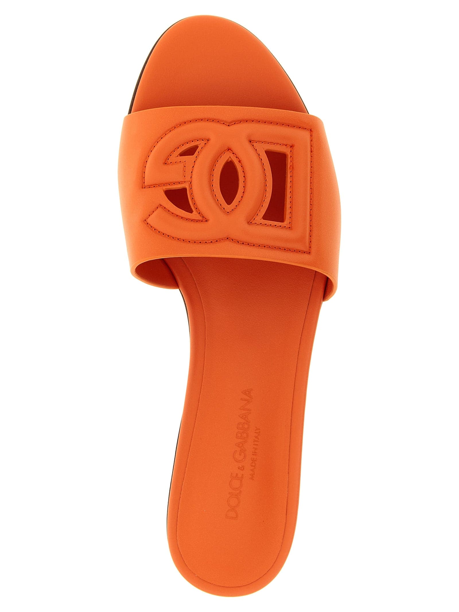 Dolce & Gabbana Orange Calfskin Slides - 4