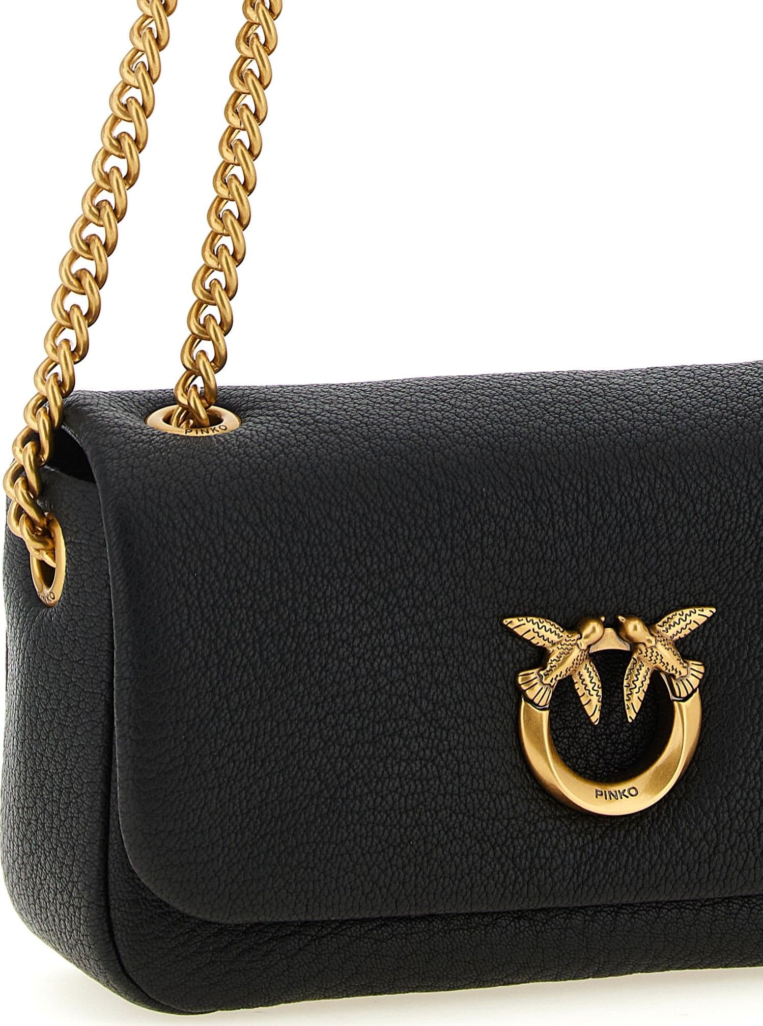 PINKO Black Lamb Leather Shoulder Bag - 3