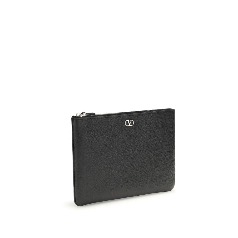 Valentino Garavani Black Calf Leather Bos Taurus Clutch Bag - 2