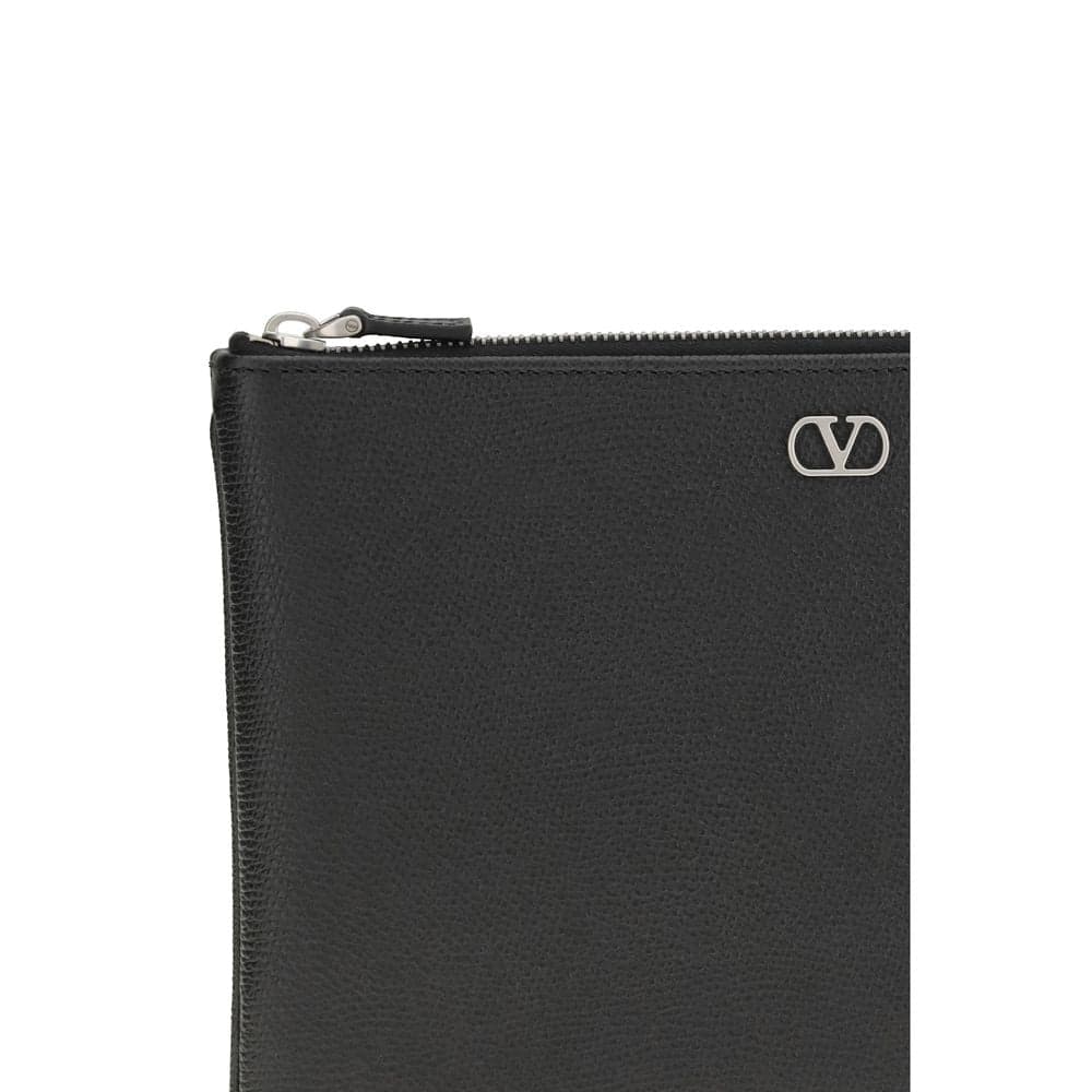 Valentino Garavani Black Calf Leather Bos Taurus Clutch Bag - 4