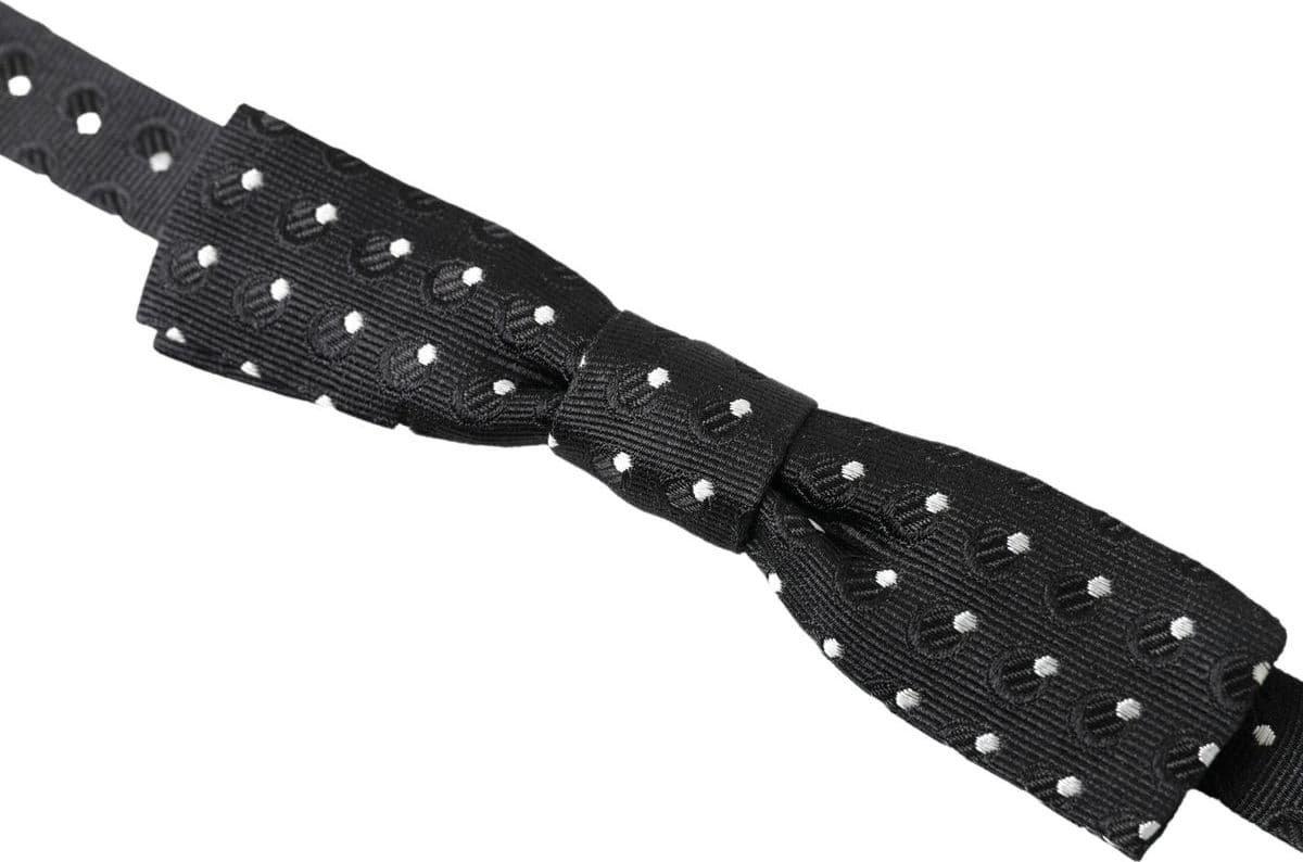 Dolce & Gabbana Black Polka Dot Silk Adjustable Men Neck Papillon Bow Tie - 2