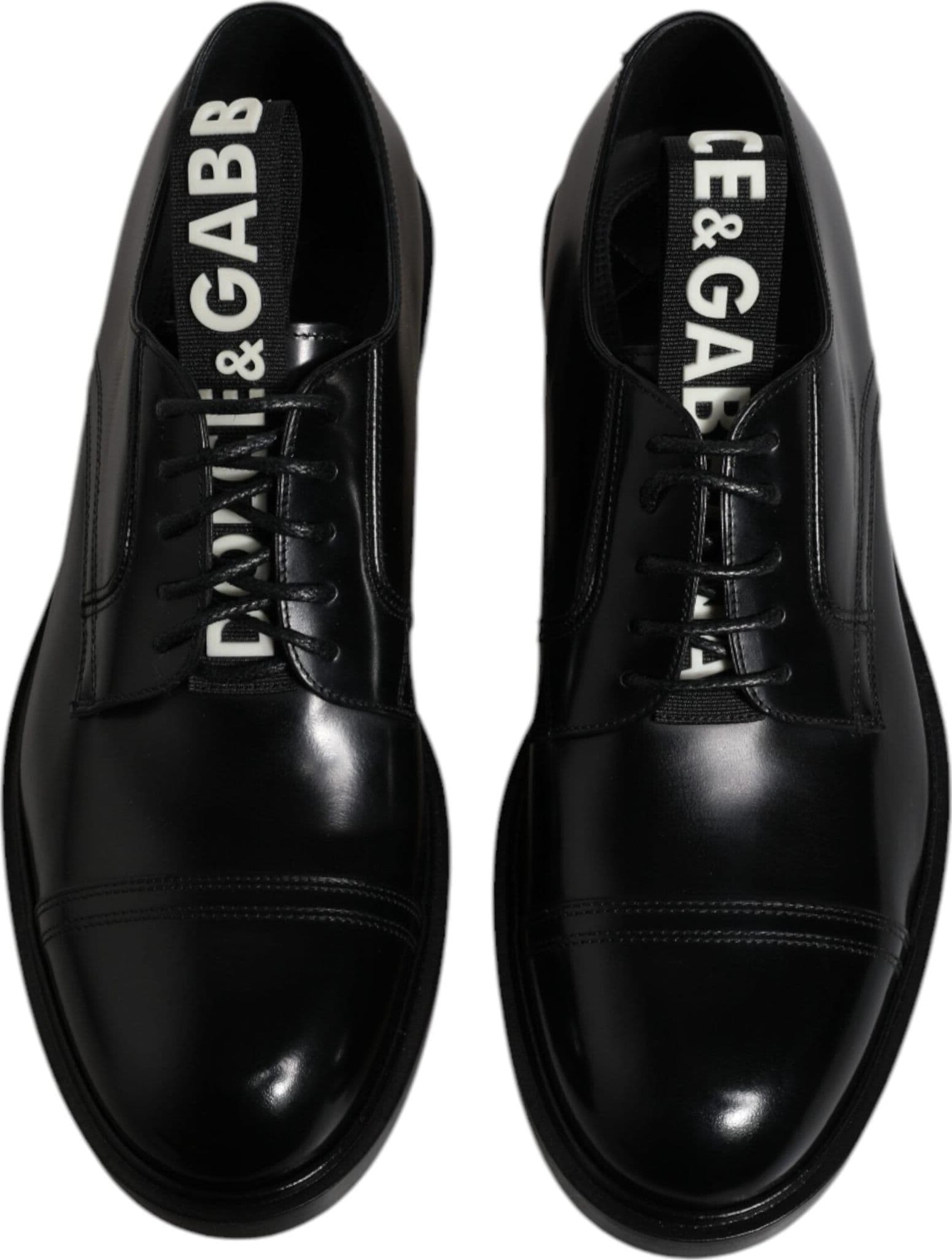 Dolce & Gabbana Black Patent Leather Derby Lace Up Formal Dress Shoes - 2