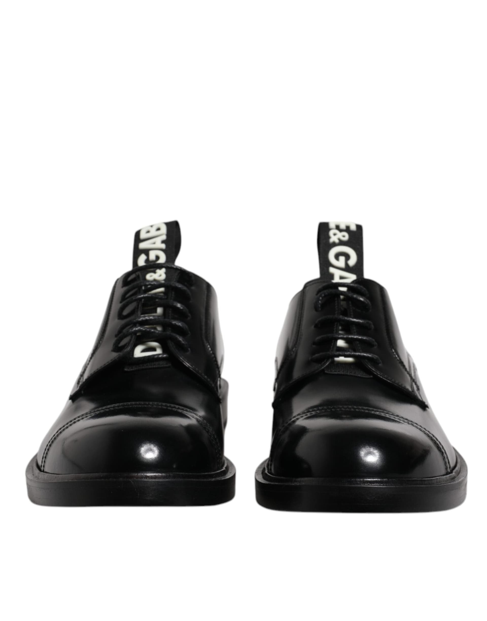Dolce & Gabbana Black Patent Leather Derby Lace Up Formal Dress Shoes - 2