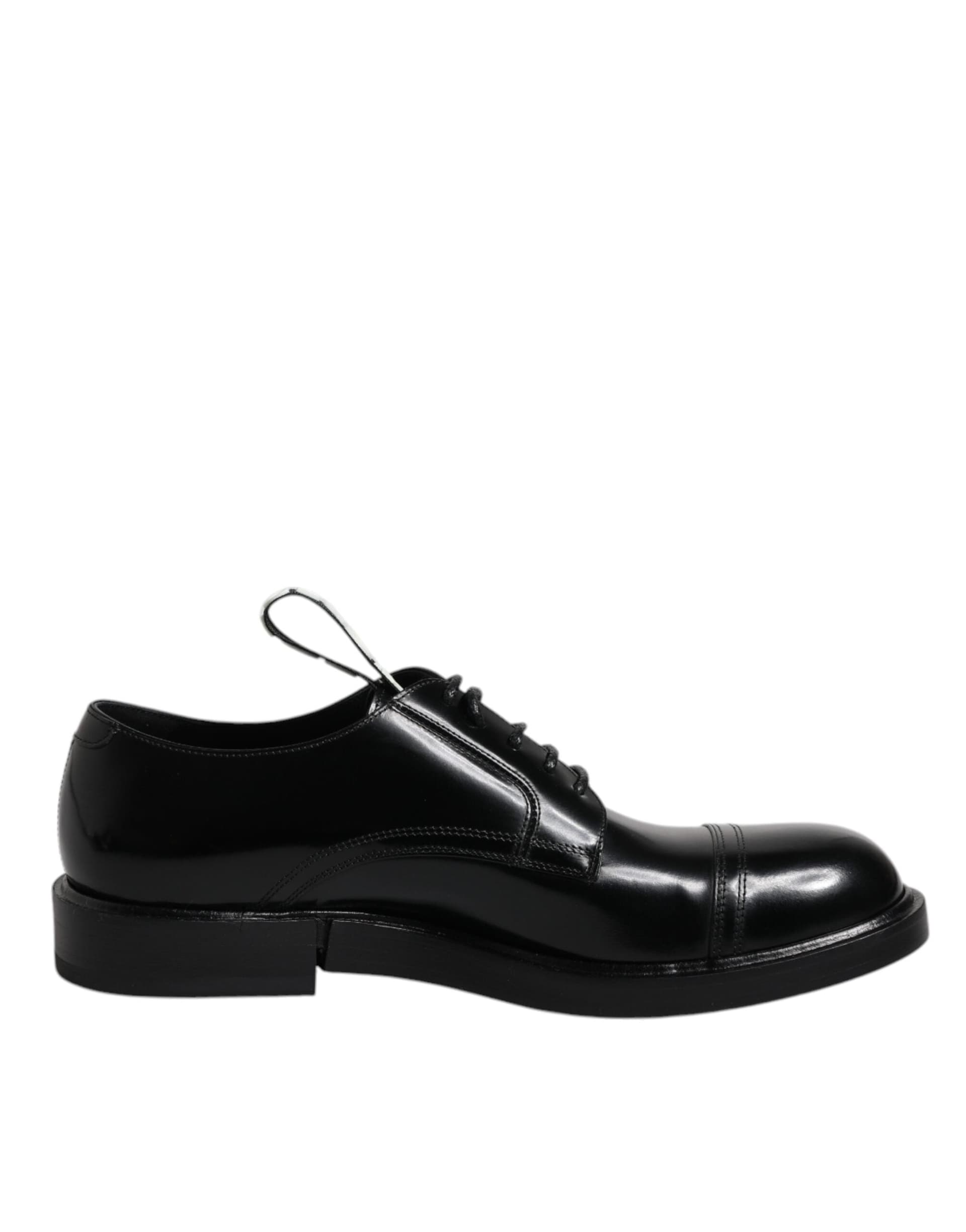 Dolce & Gabbana Black Patent Leather Derby Lace Up Formal Dress Shoes - 7