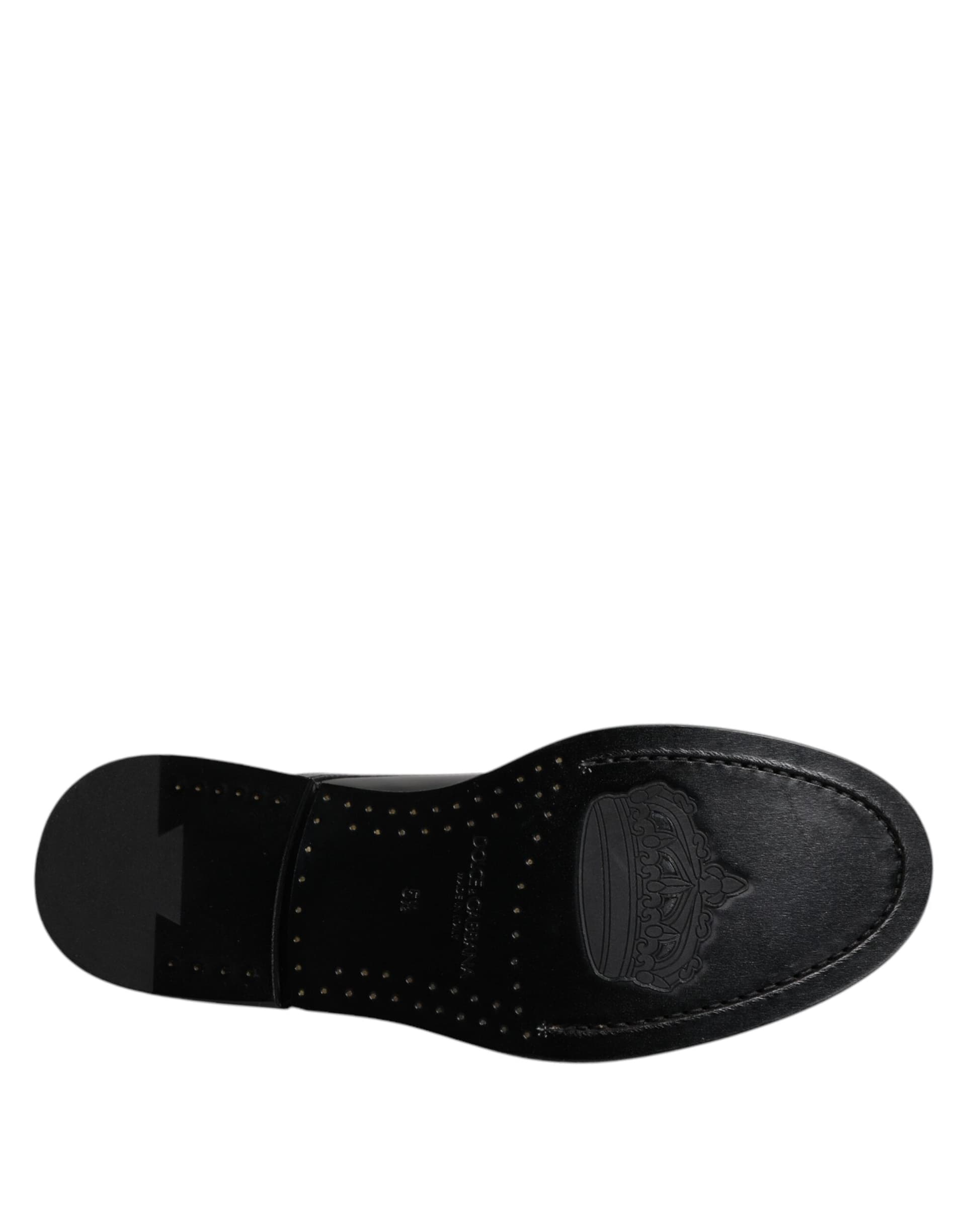 Dolce & Gabbana Black Patent Leather Derby Lace Up Formal Dress Shoes - 8