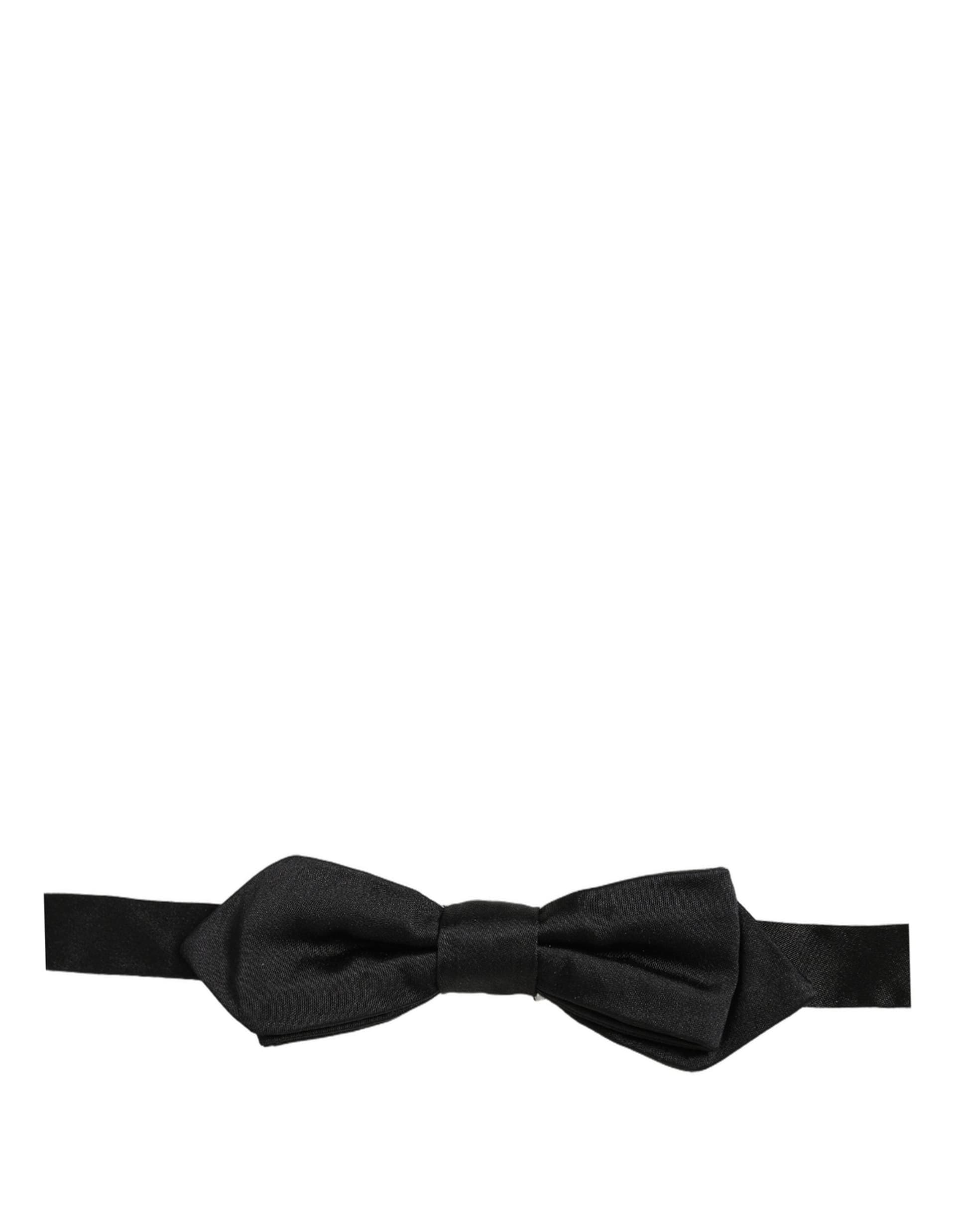 Dolce & Gabbana Men Black 100% Silk Adjustable Neck Papillon Bow Tie - 2