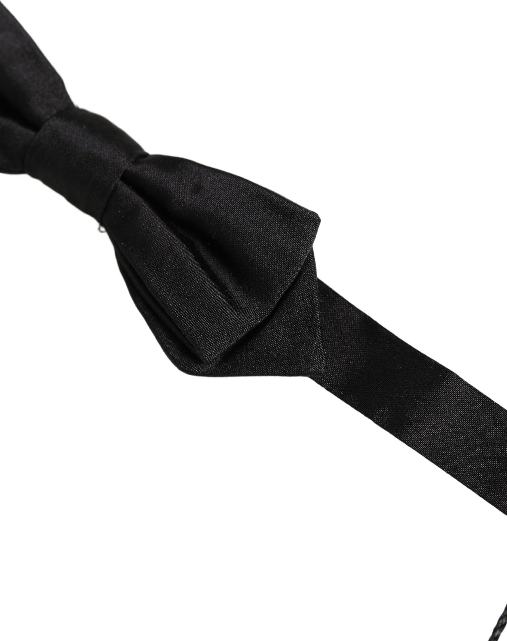 Dolce & Gabbana Men Black 100% Silk Adjustable Neck Papillon Bow Tie - 4