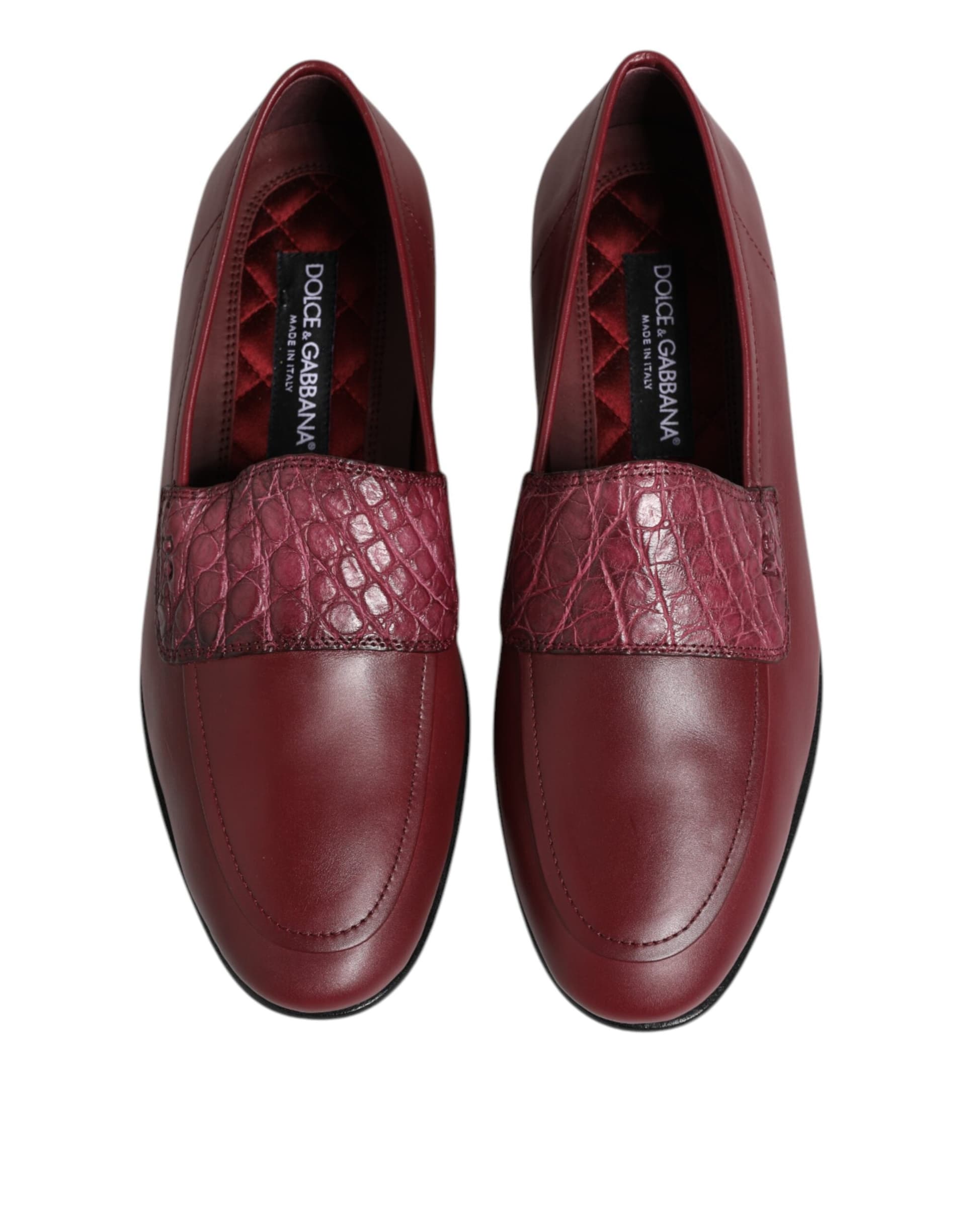 Dolce & Gabbana Burgundy Leather Formal Slip On Shoes - 2