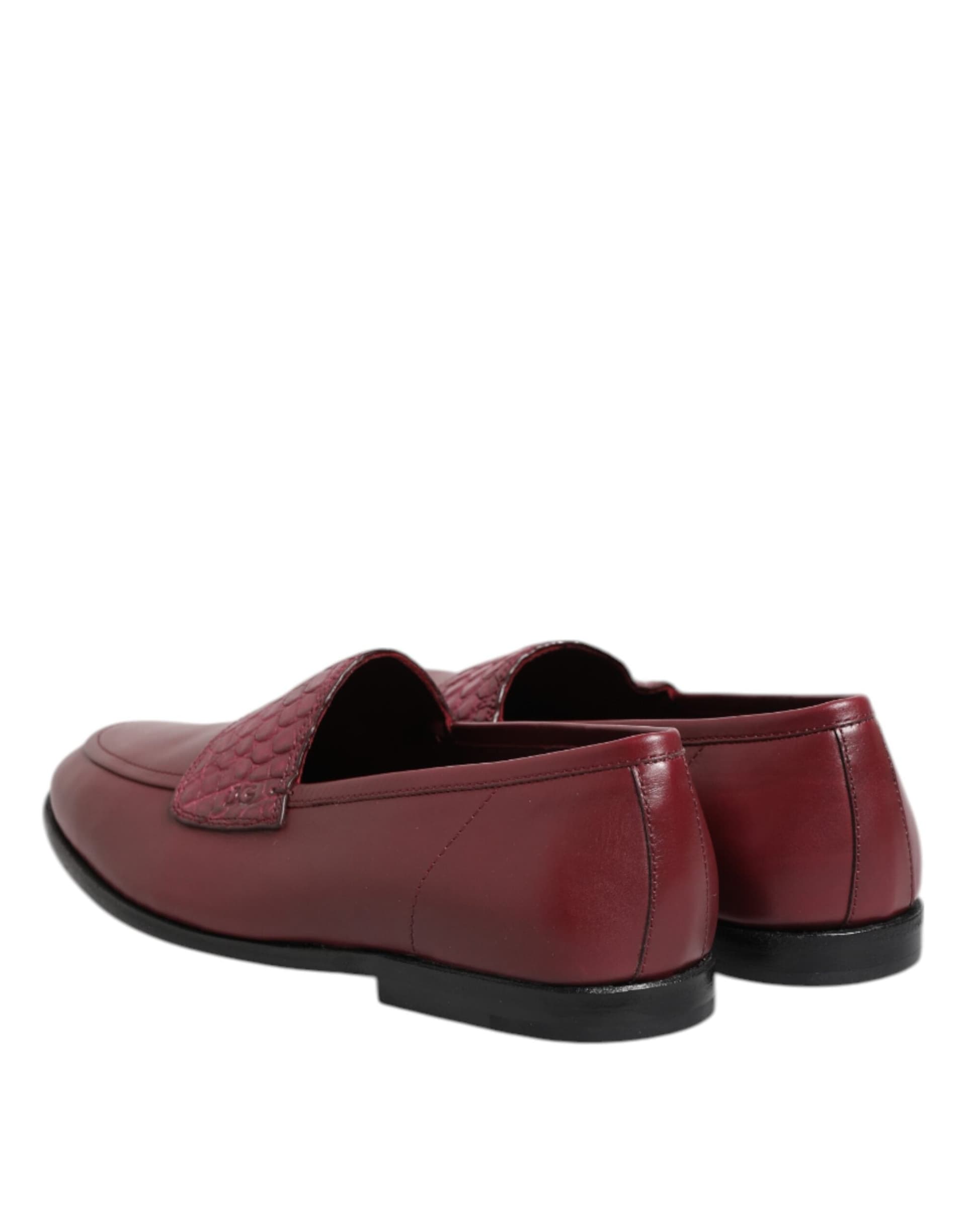 Dolce & Gabbana Burgundy Leather Formal Slip On Shoes - 4