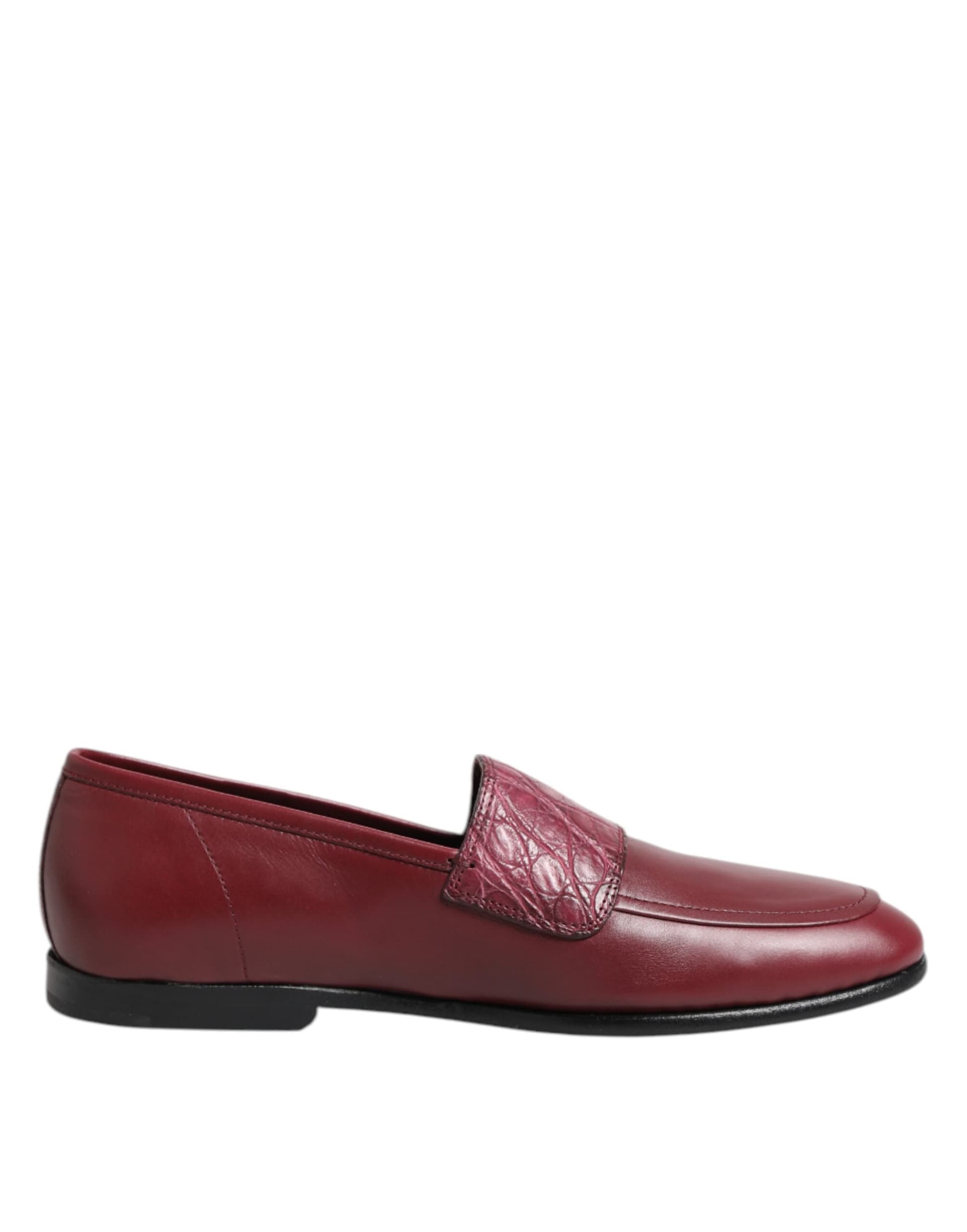 Dolce & Gabbana Burgundy Leather Formal Slip On Shoes - 7