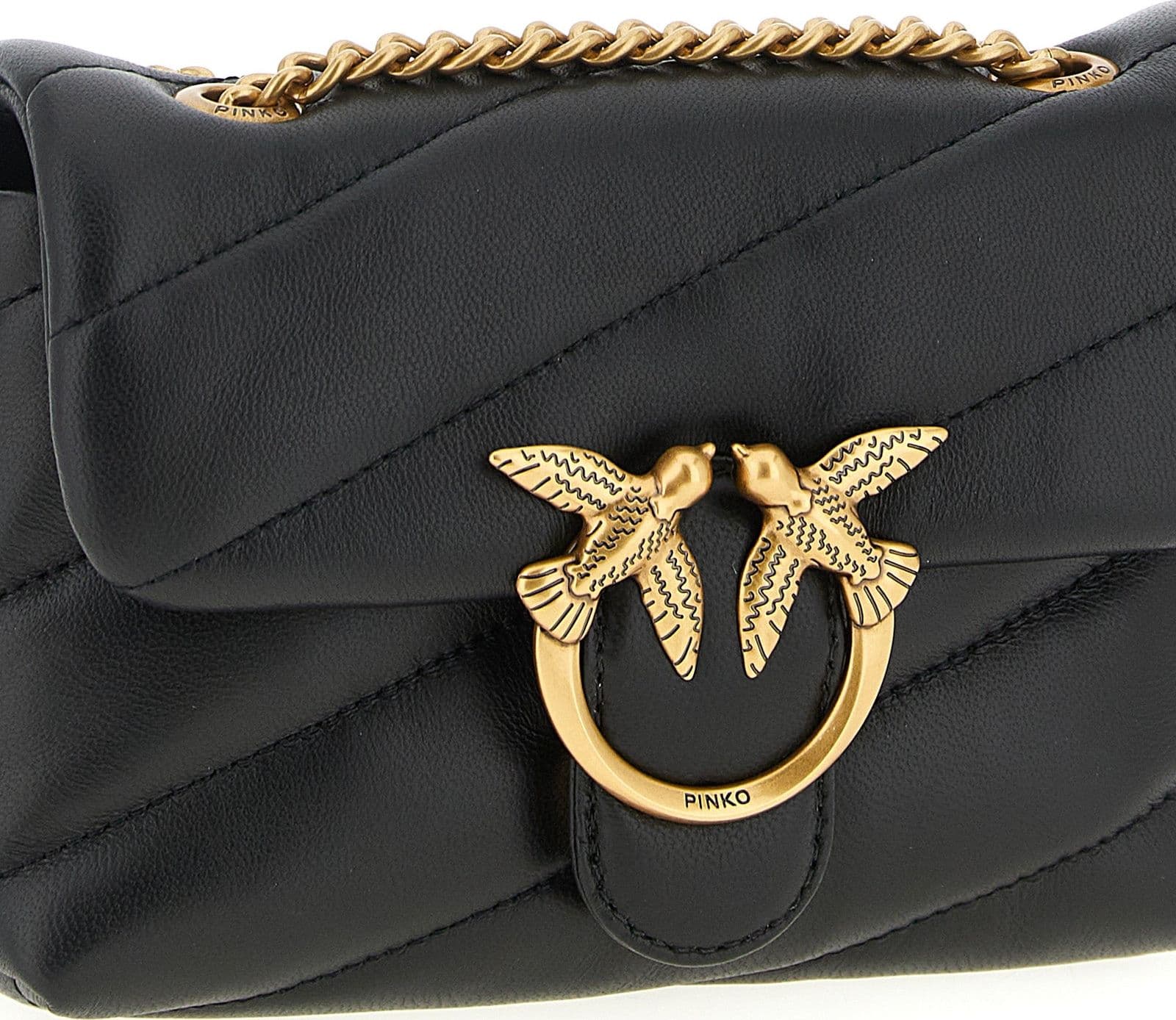 PINKO Black Lamb Leather Crossbody Bag - 3