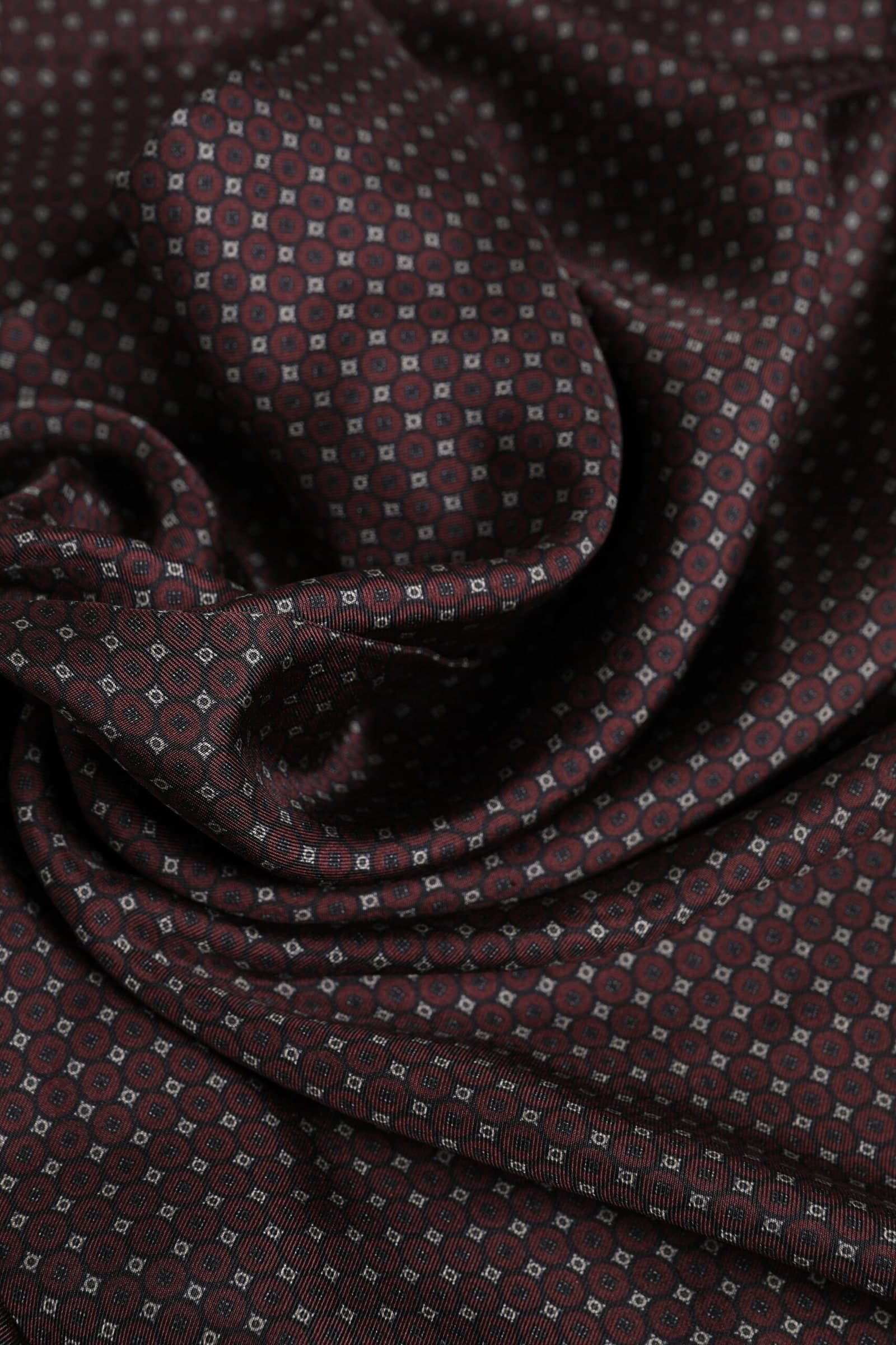 Dolce & Gabbana Maroon Dotted Silk Fringes Foulard Scarf - 5