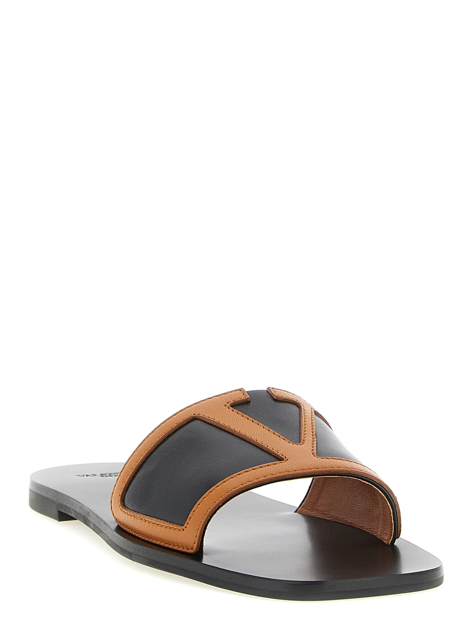Valentino Garavani Brown Lamb Leather Slides - 2