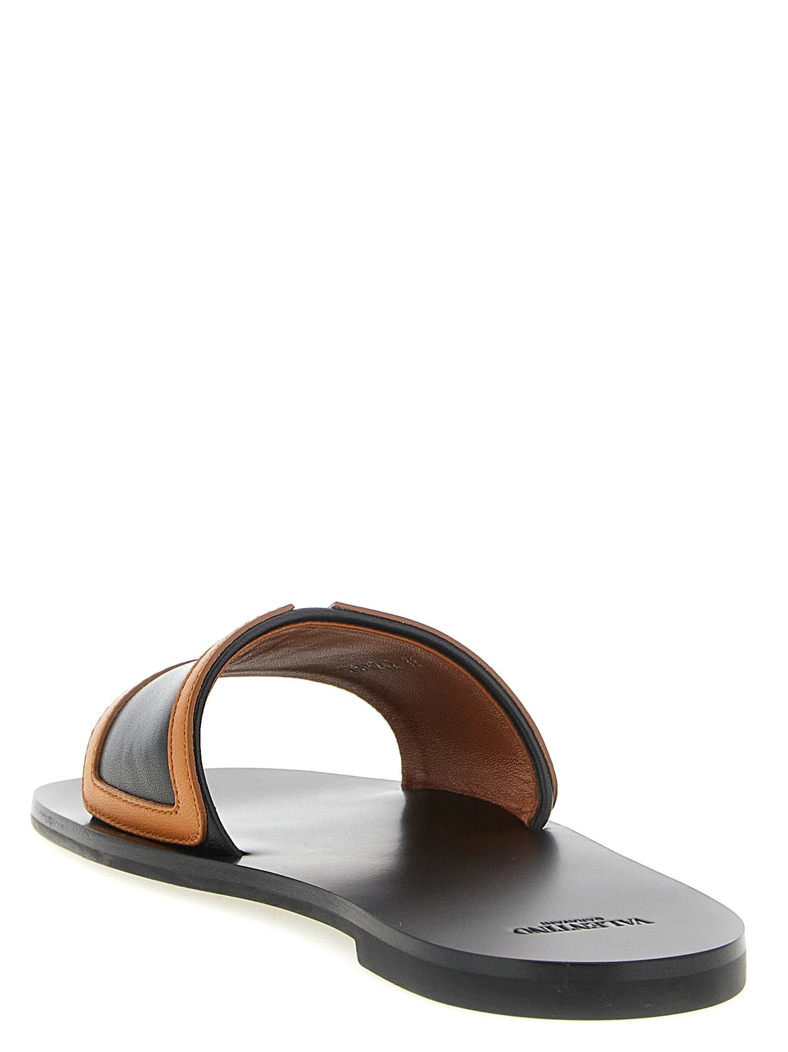 Valentino Garavani Brown Lamb Leather Slides - 3