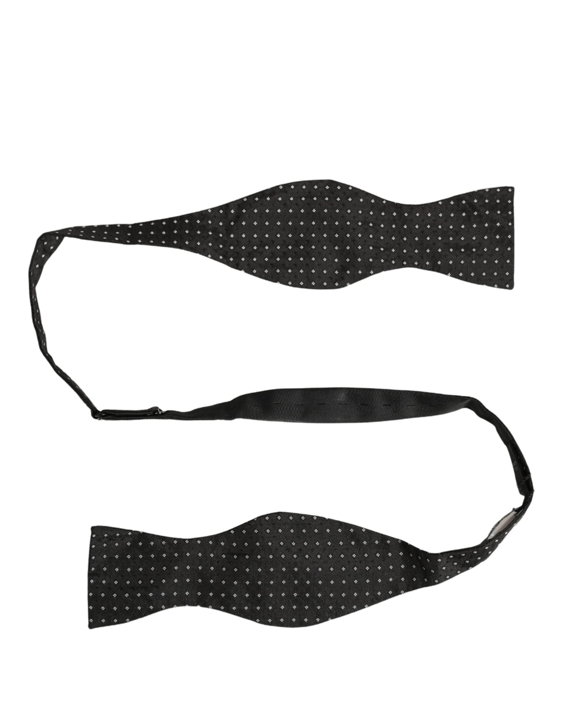 Dolce & Gabbana Black White Polka Dot Adjustable Neck Papillon Bow Tie - 2