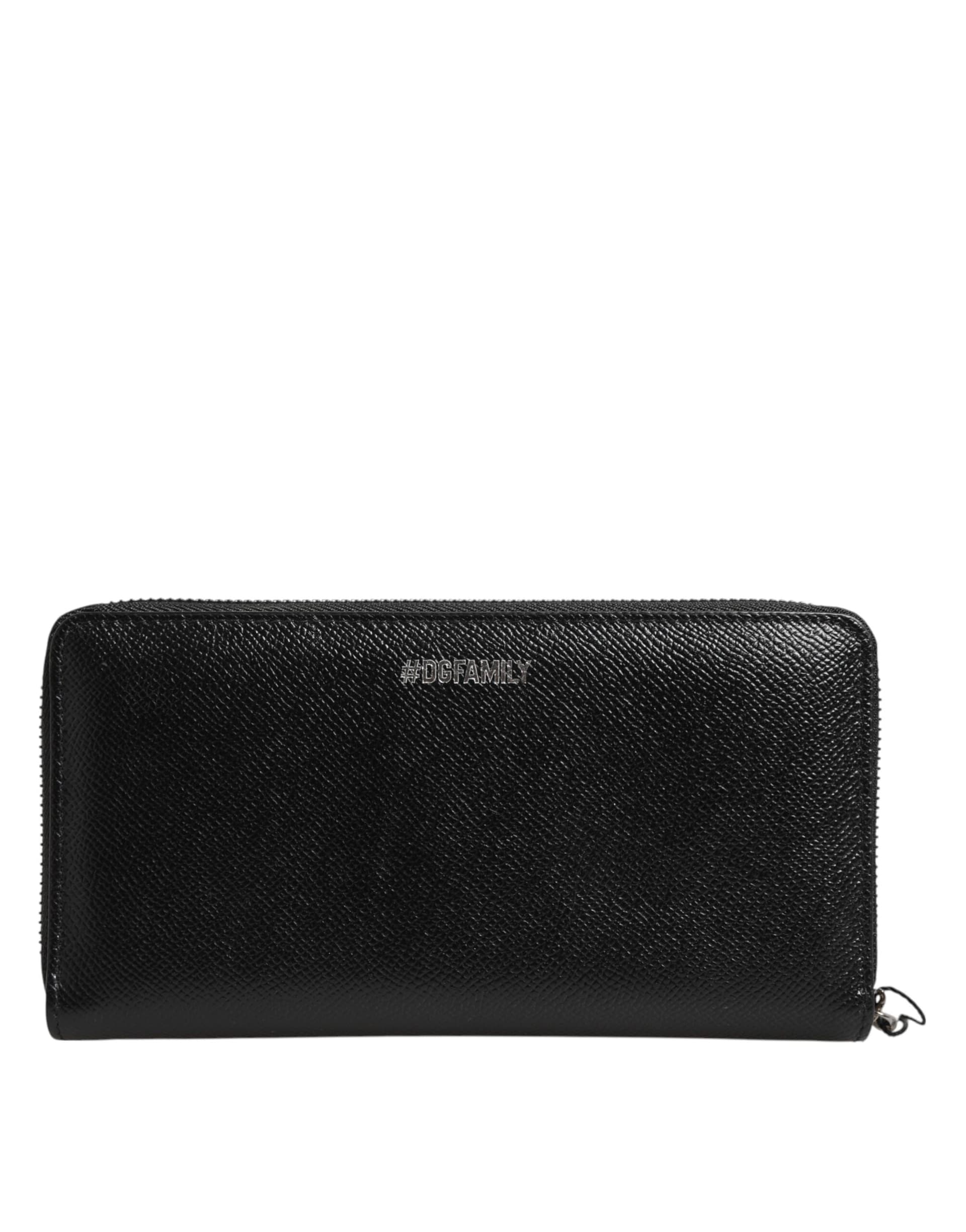 Dolce & Gabbana Black Leather #DGFAMILY Zipper Continental Mens Wallet - 5