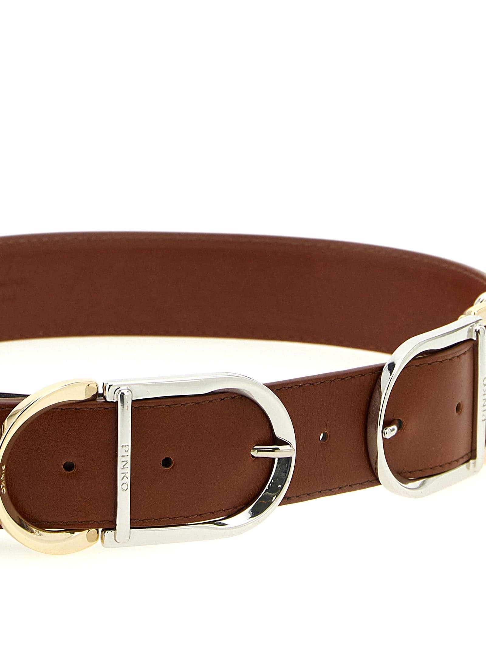 PINKO Brown Lamb Leather Regular Belt - 3