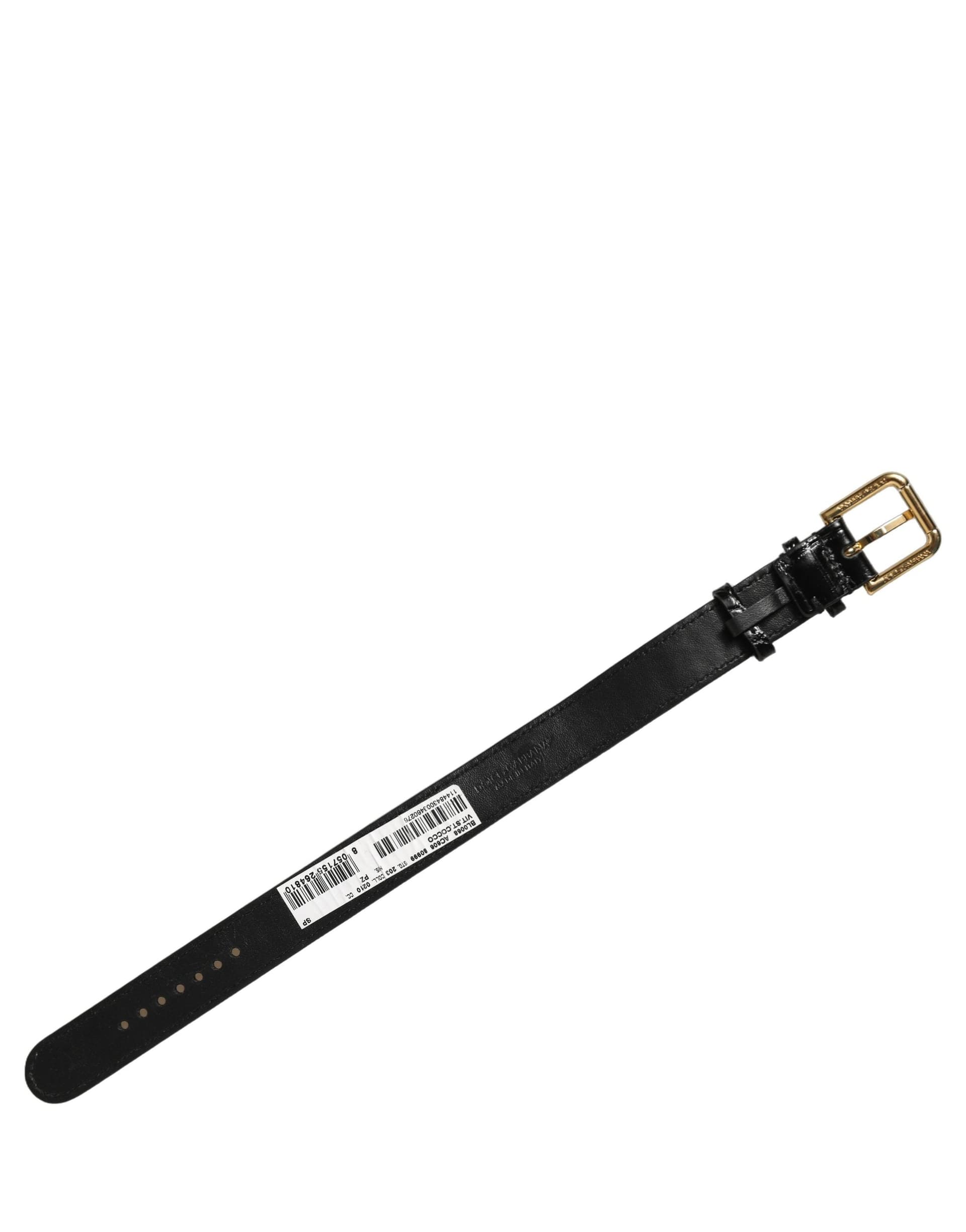 Dolce & Gabbana Black Textured Leather Gold Buckle Belt Strap Bracelet - 4