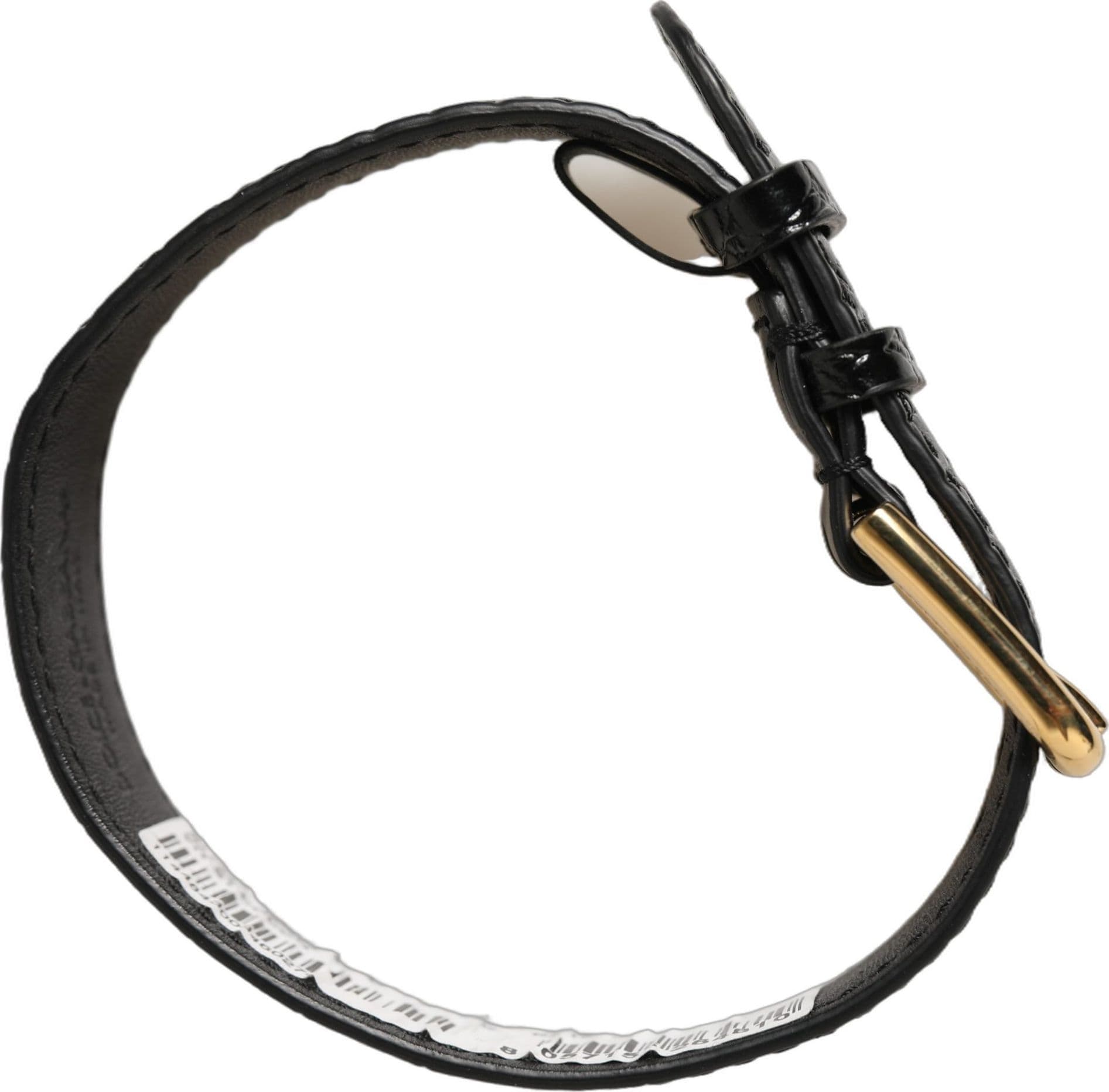 Dolce & Gabbana Black Textured Leather Gold Buckle Belt Strap Bracelet - 7