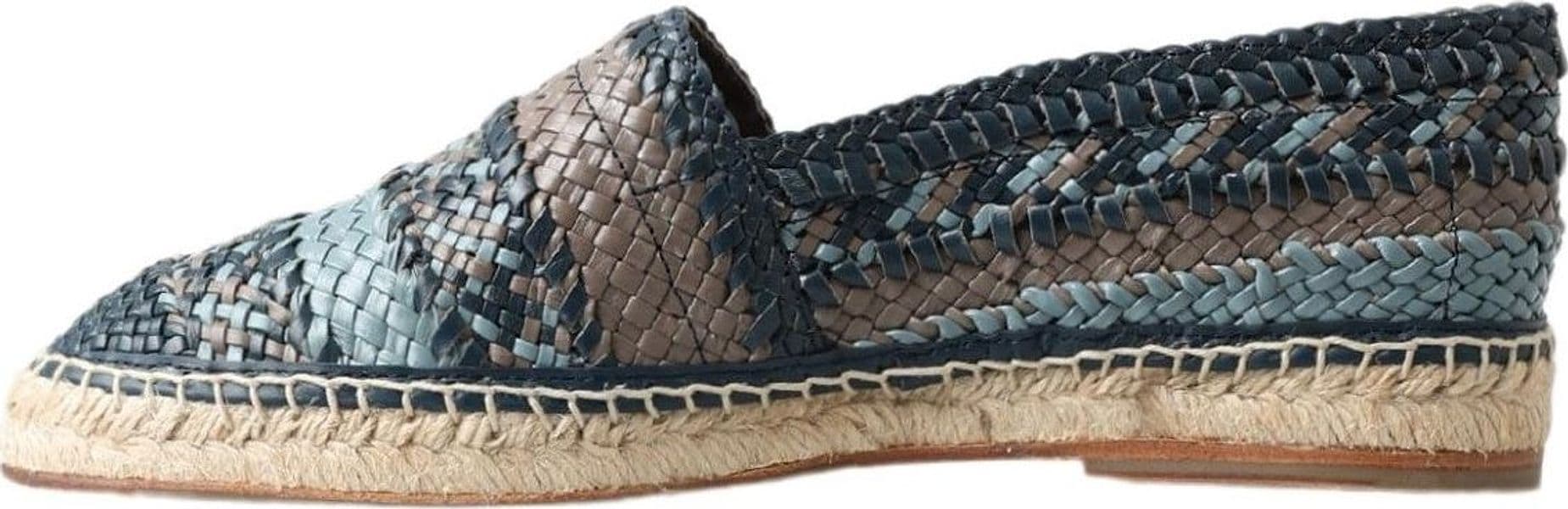 Dolce & Gabbana Blue Gray Leather Buffalo Espadrille Shoes - 2
