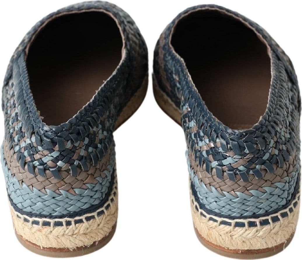 Dolce & Gabbana Blue Gray Leather Buffalo Espadrille Shoes - 4