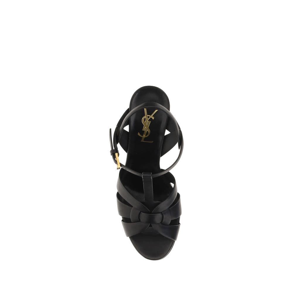 Saint Laurent Black Calf Leather Bos Taurus Platform Sandals - 4