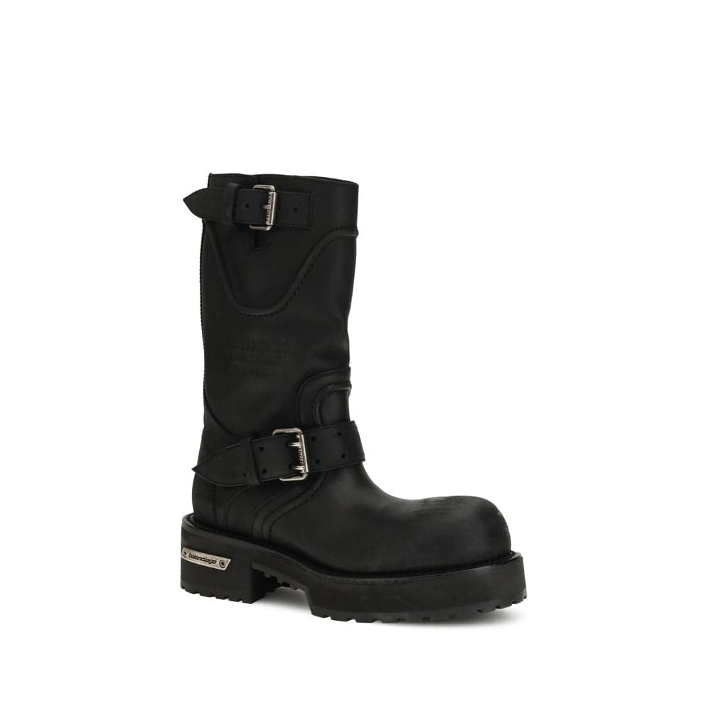 Balenciaga Black Calf Leather Bos Taurus Lace-Up Boots - 2