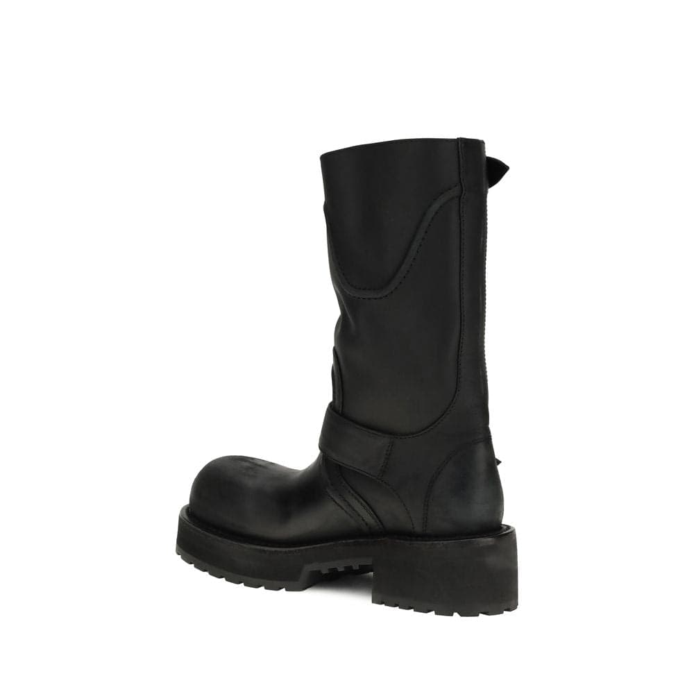 Balenciaga Black Calf Leather Bos Taurus Lace-Up Boots - 3