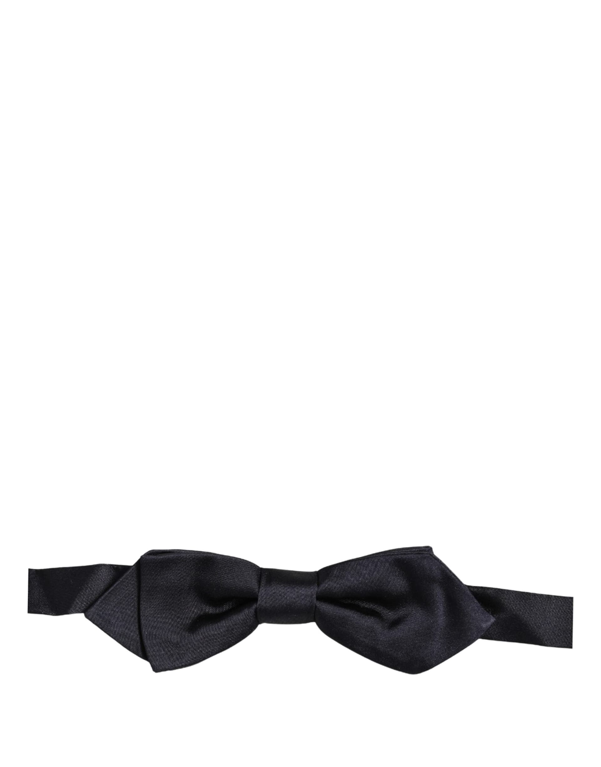Dolce & Gabbana Men Dark Blue 100% Silk Adjustable Neck Papillon Bow Tie - 3