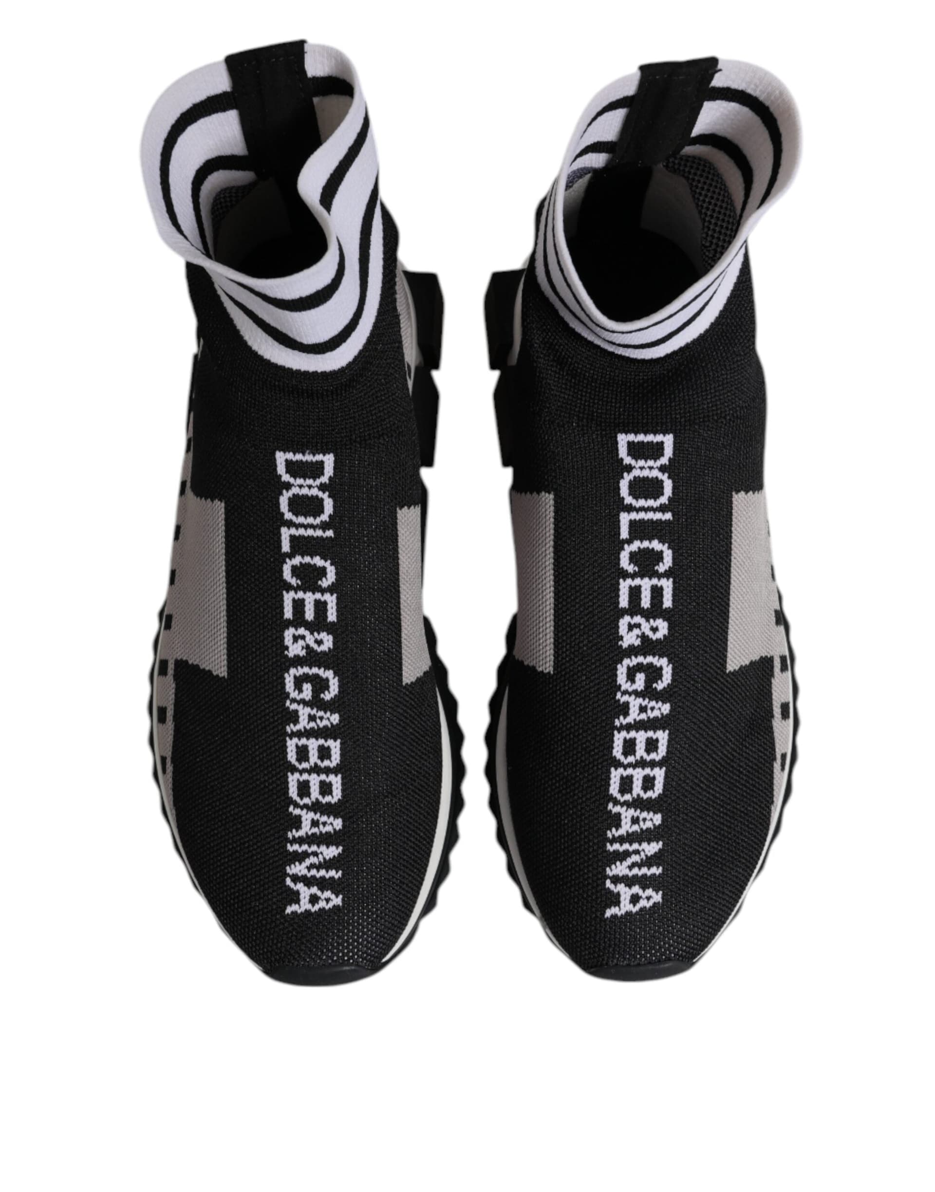Dolce & Gabbana Black Gray Sorrento Socks Women Sneakers Shoes - 2