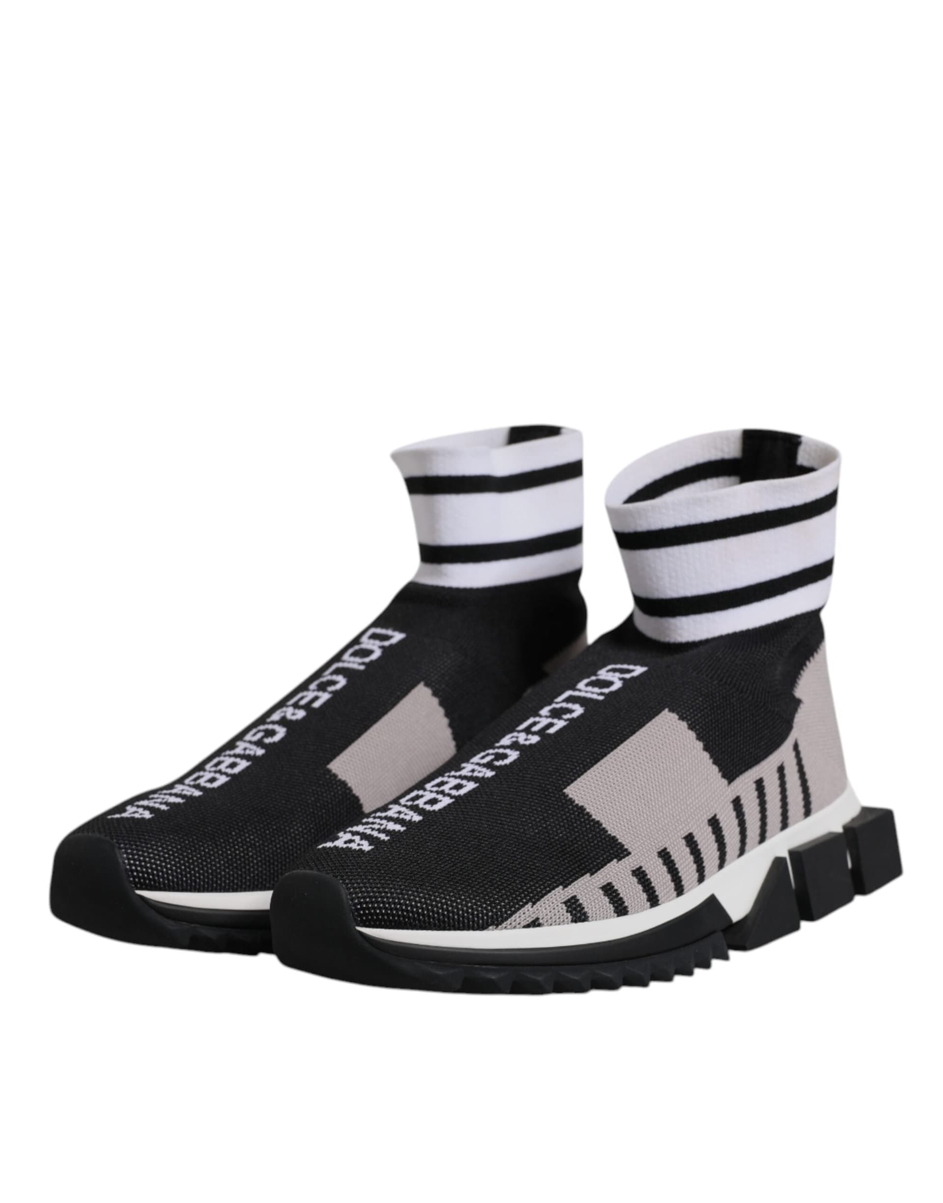 Dolce & Gabbana Black Gray Sorrento Socks Women Sneakers Shoes - 3