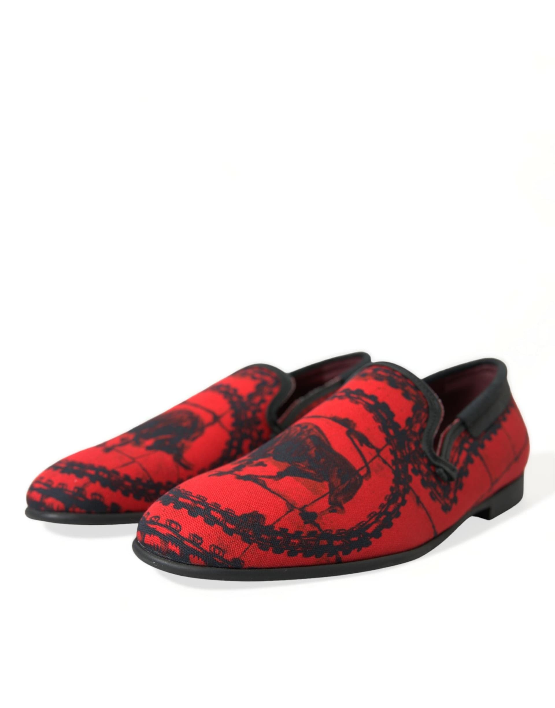 Dolce & Gabbana Red Black Torero Loafers Slippers Men Shoes - 2