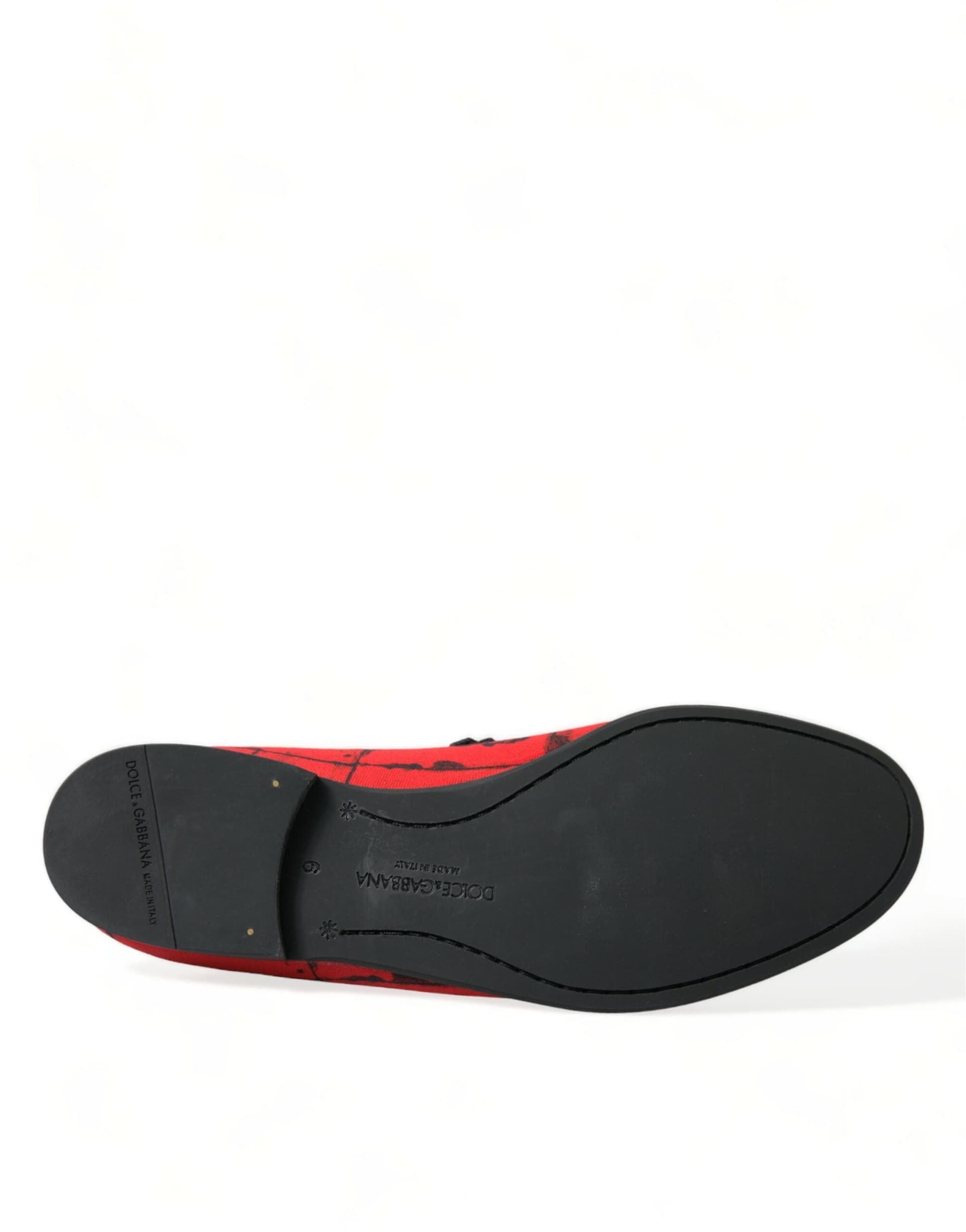 Dolce & Gabbana Red Black Torero Loafers Slippers Men Shoes - 6