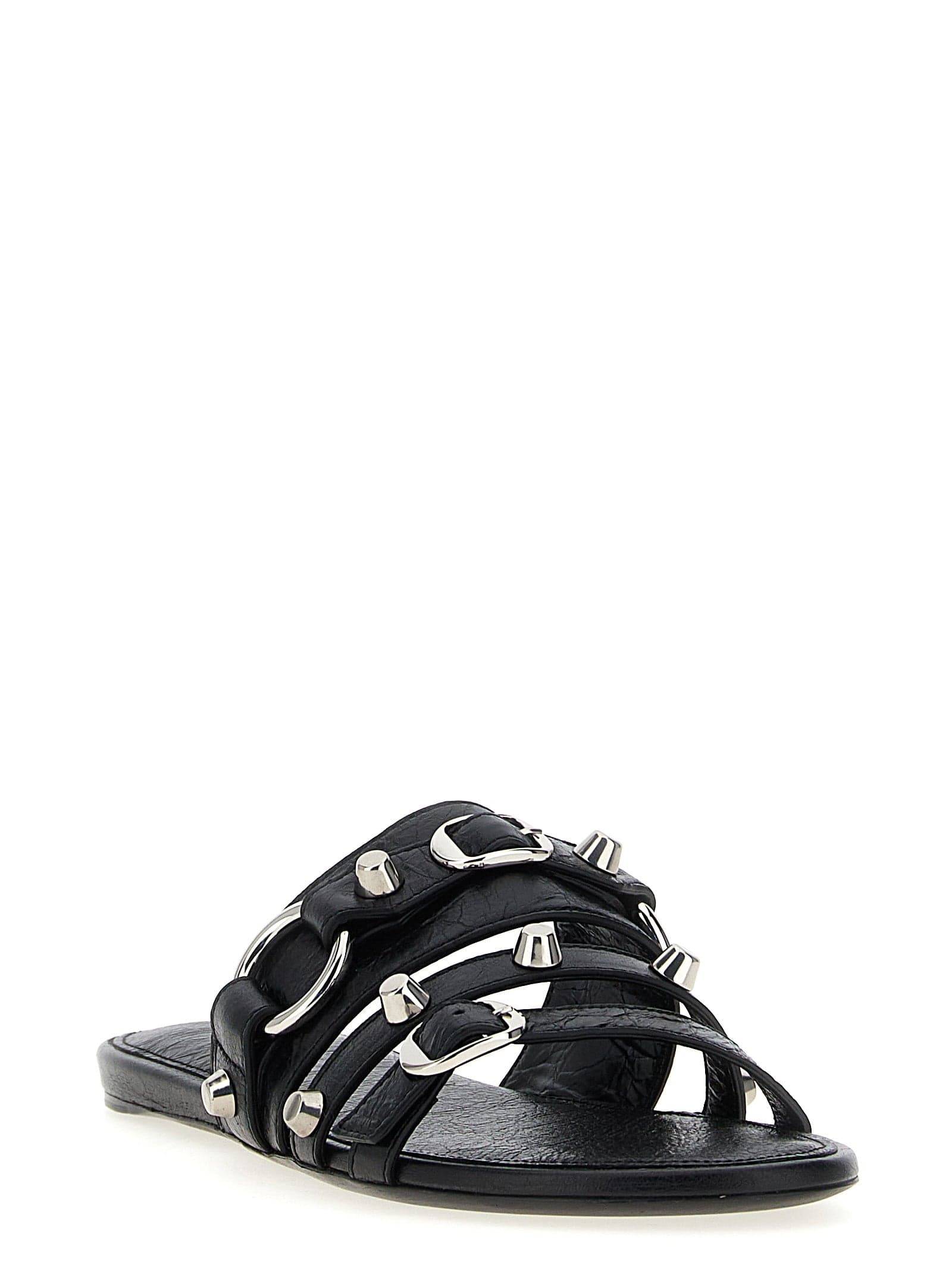 Balenciaga Black Lamb Leather Slides - 2
