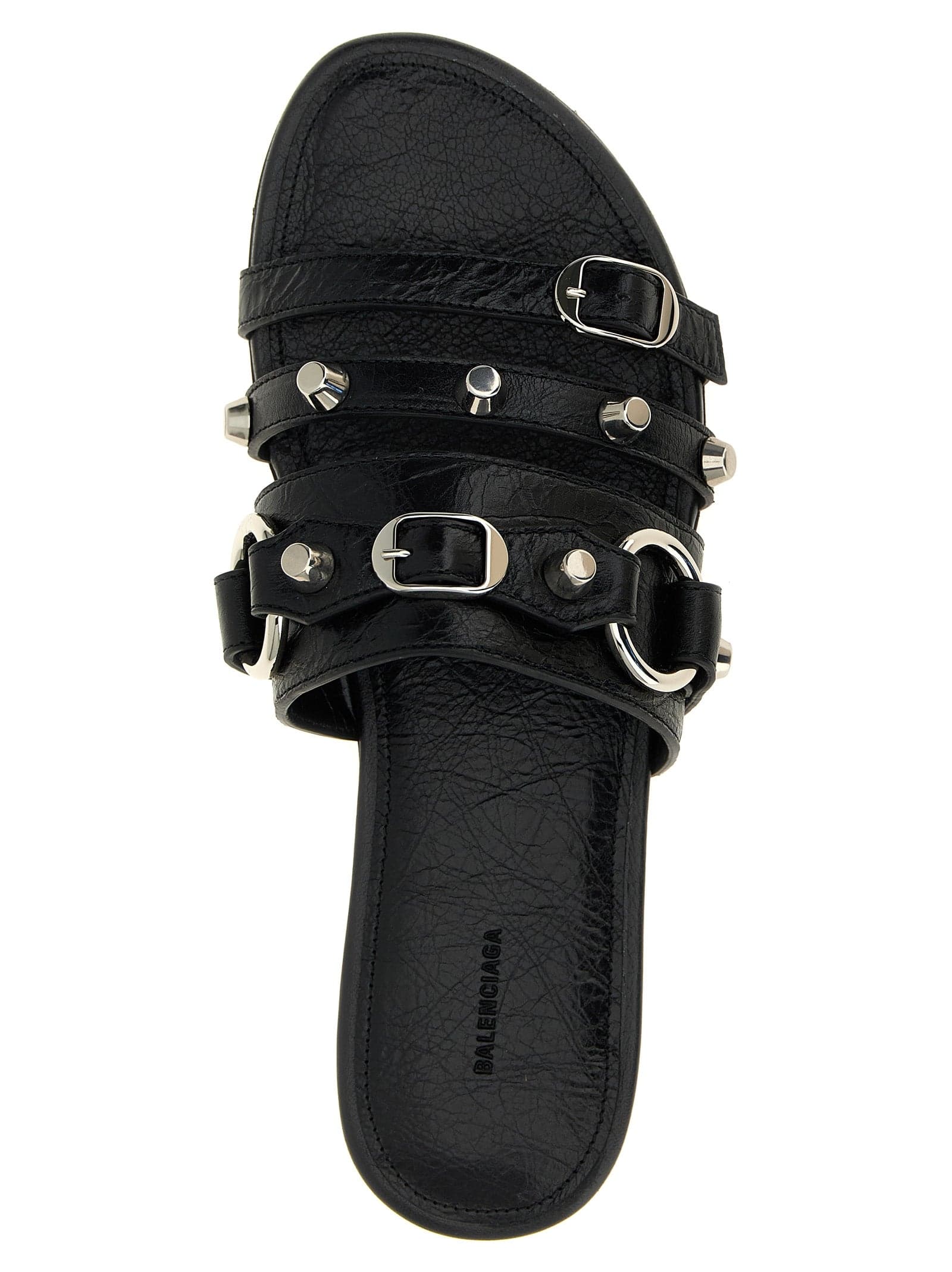 Balenciaga Black Lamb Leather Slides - 4