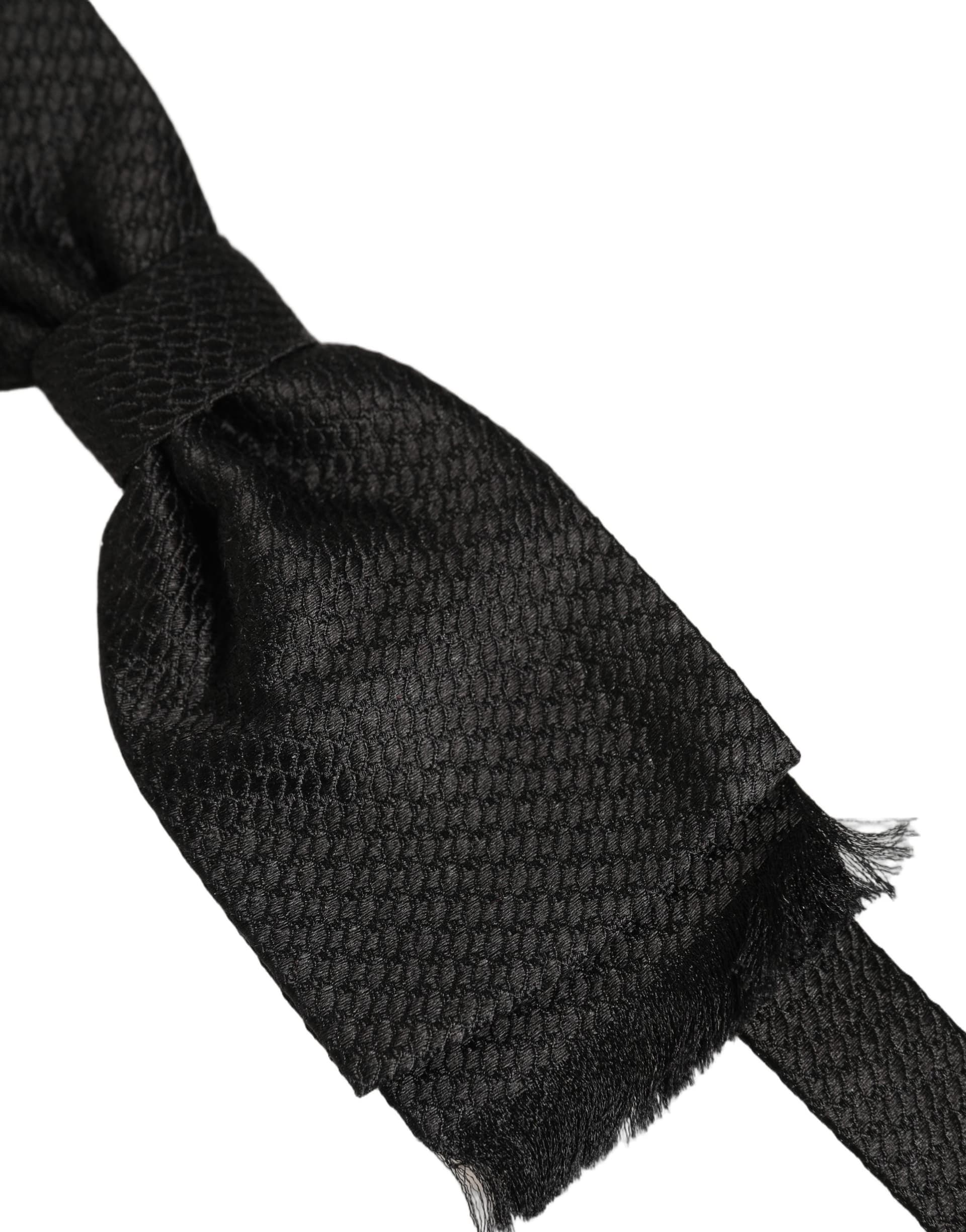 Dolce & Gabbana Men Black 100% SIlk Adjustable Neck Papillon Bow Tie - 3