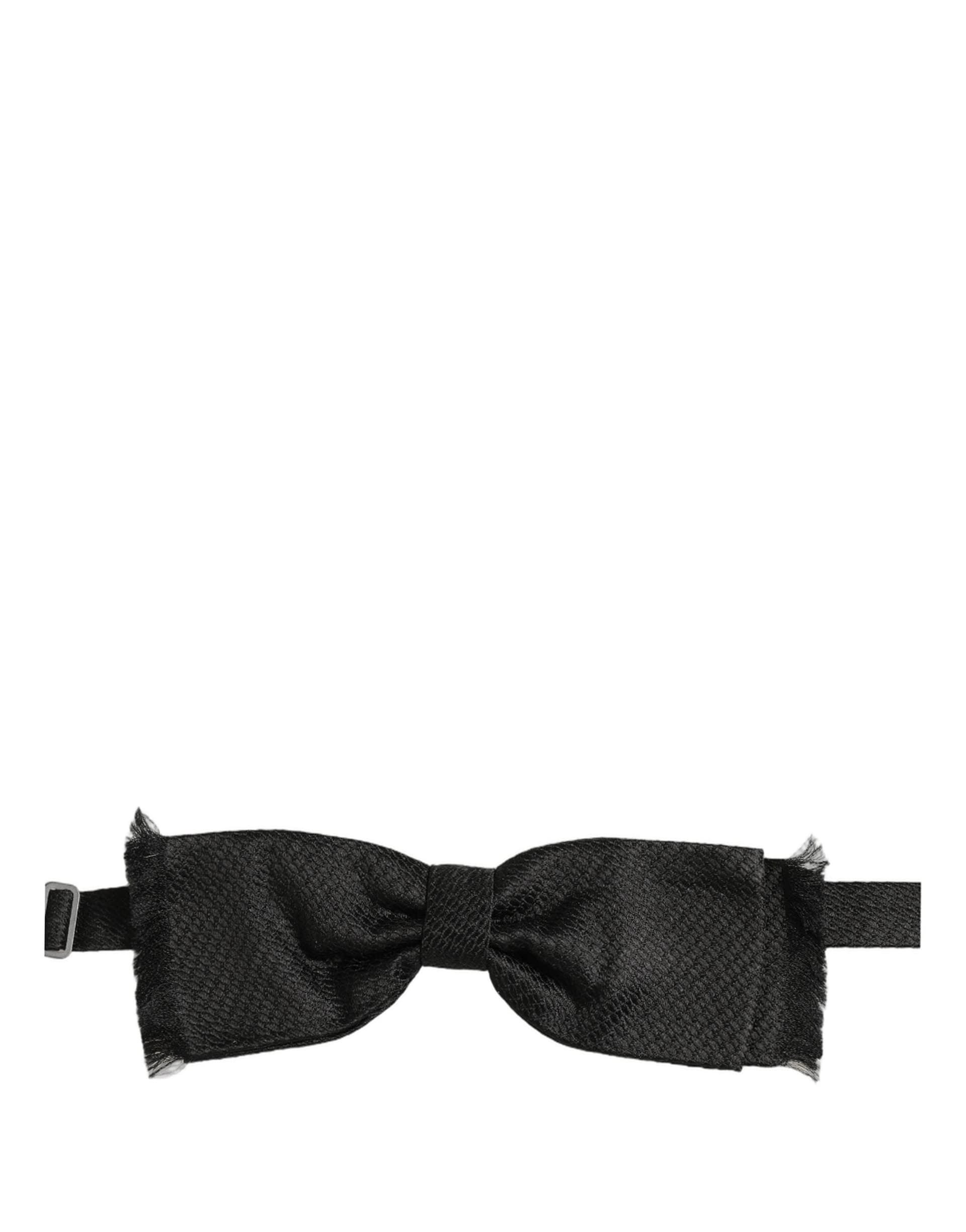 Dolce & Gabbana Men Black 100% SIlk Adjustable Neck Papillon Bow Tie - 4