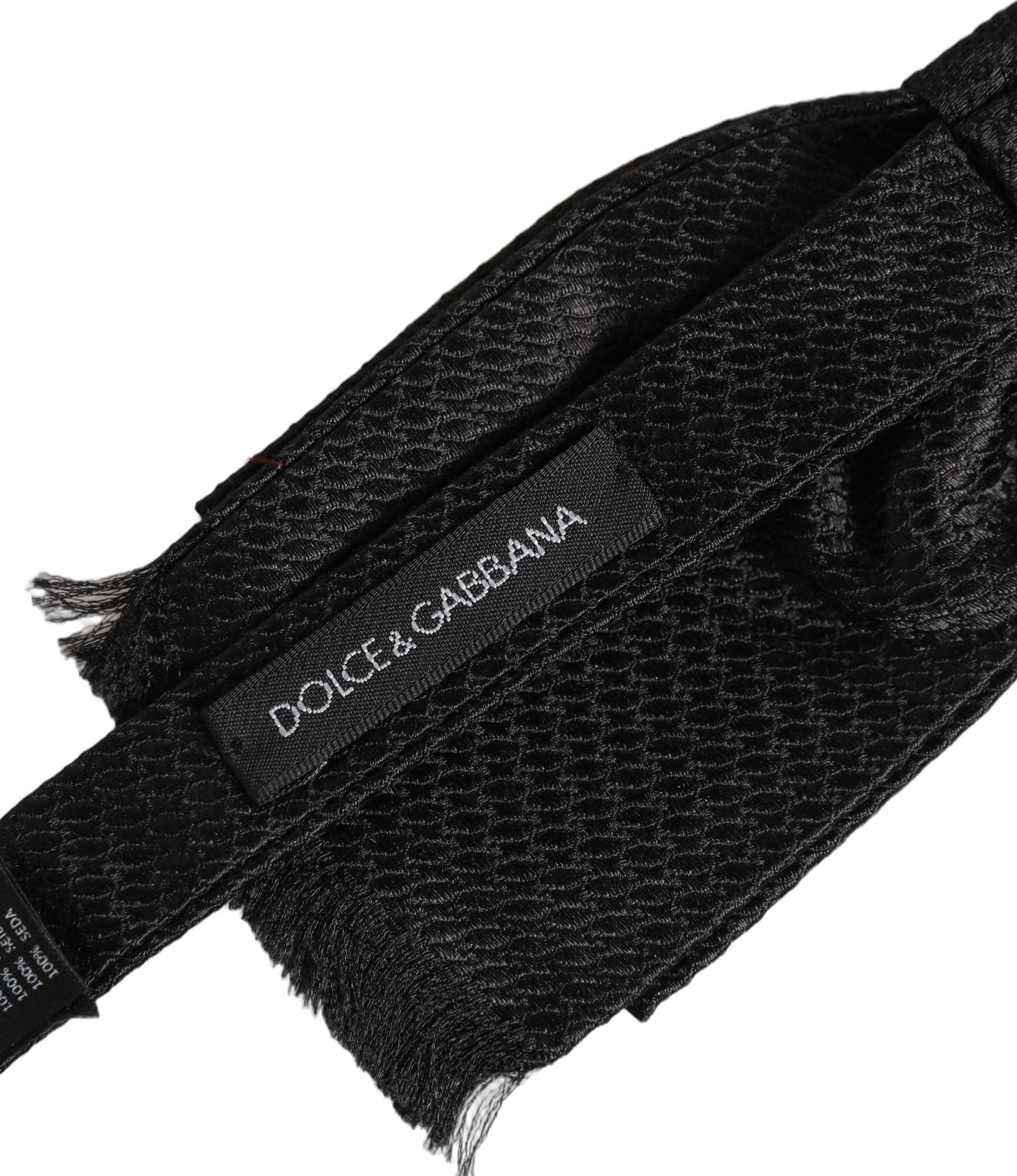 Dolce & Gabbana Men Black 100% SIlk Adjustable Neck Papillon Bow Tie - 6