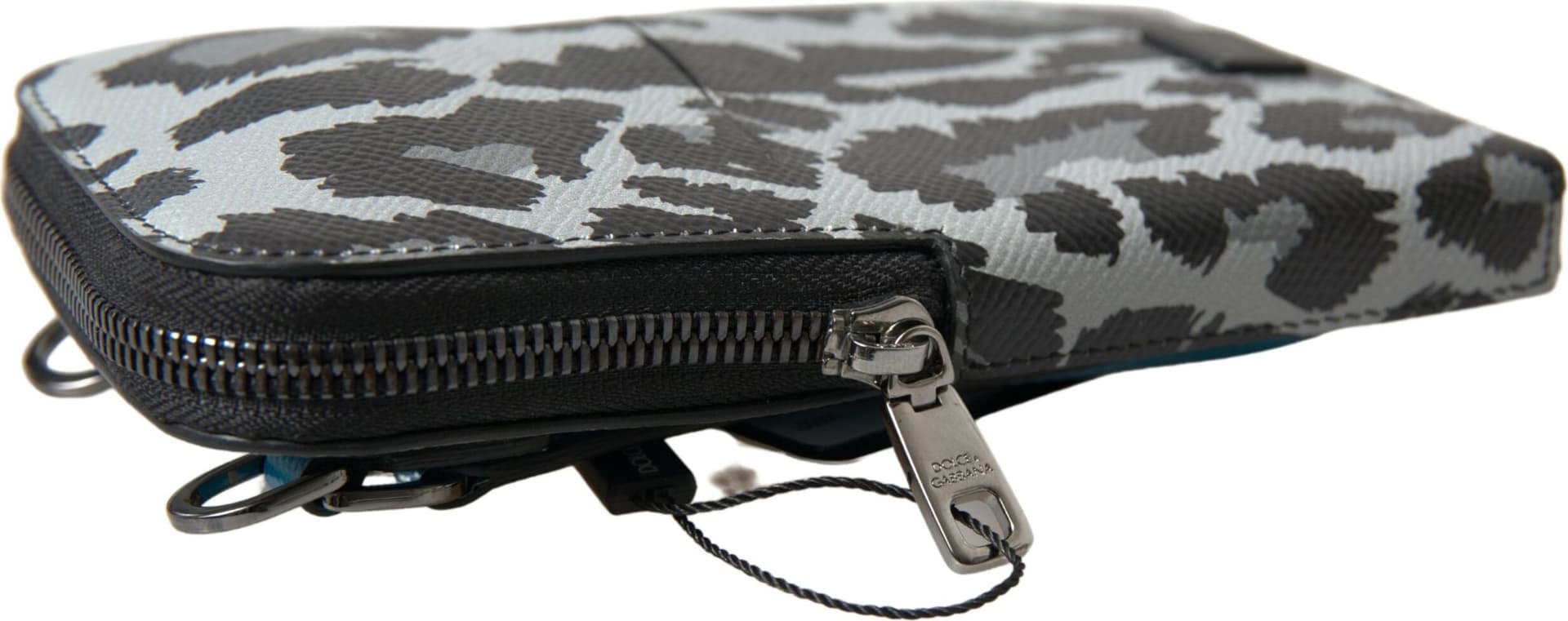 Dolce & Gabbana Gray Leopard Leather Men Purse Crossbody Sling Phone Bag - 2