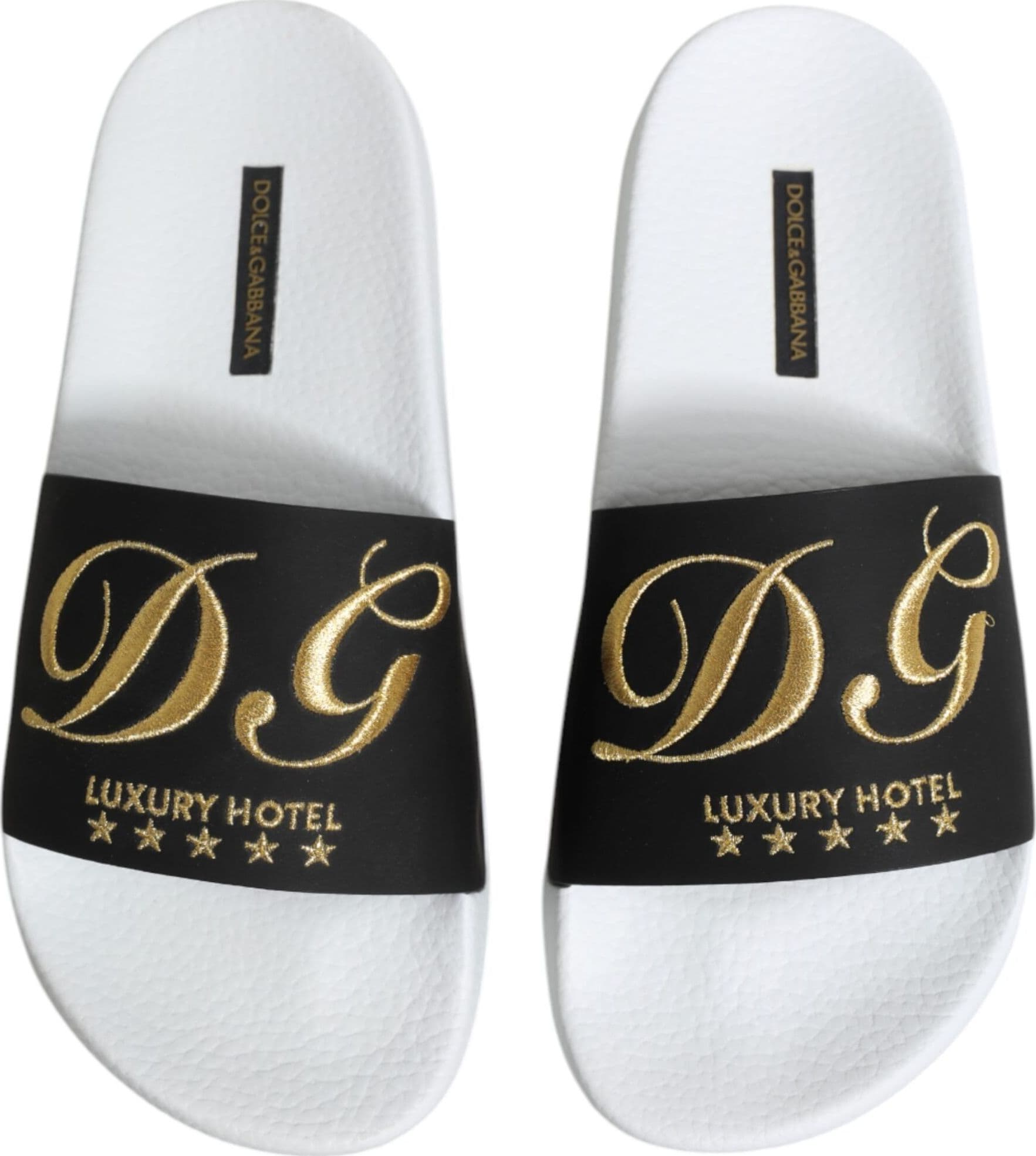 Dolce & Gabbana White Black Leather Sandals Beachwear Shoes - 2