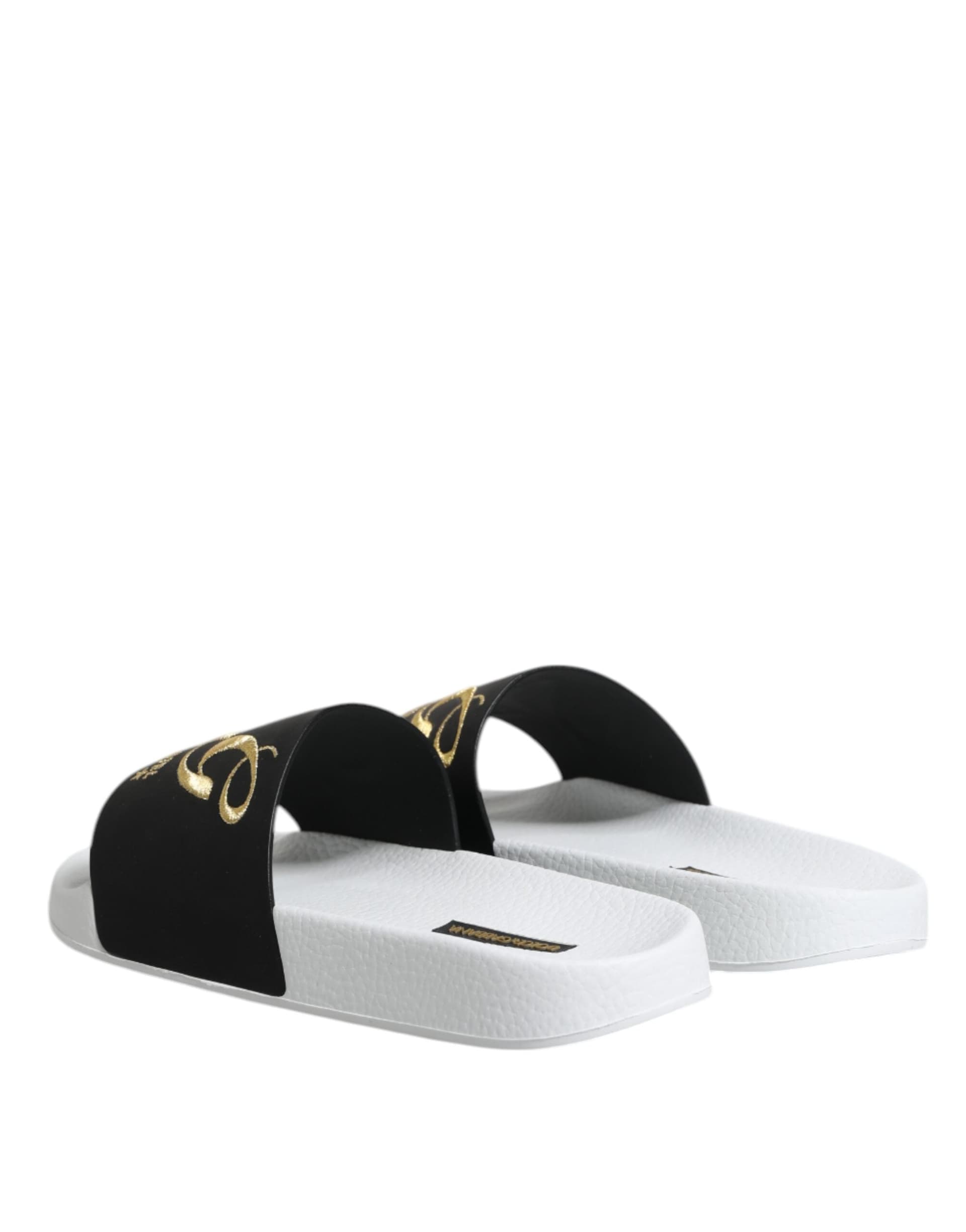 Dolce & Gabbana White Black Leather Sandals Beachwear Shoes - 4
