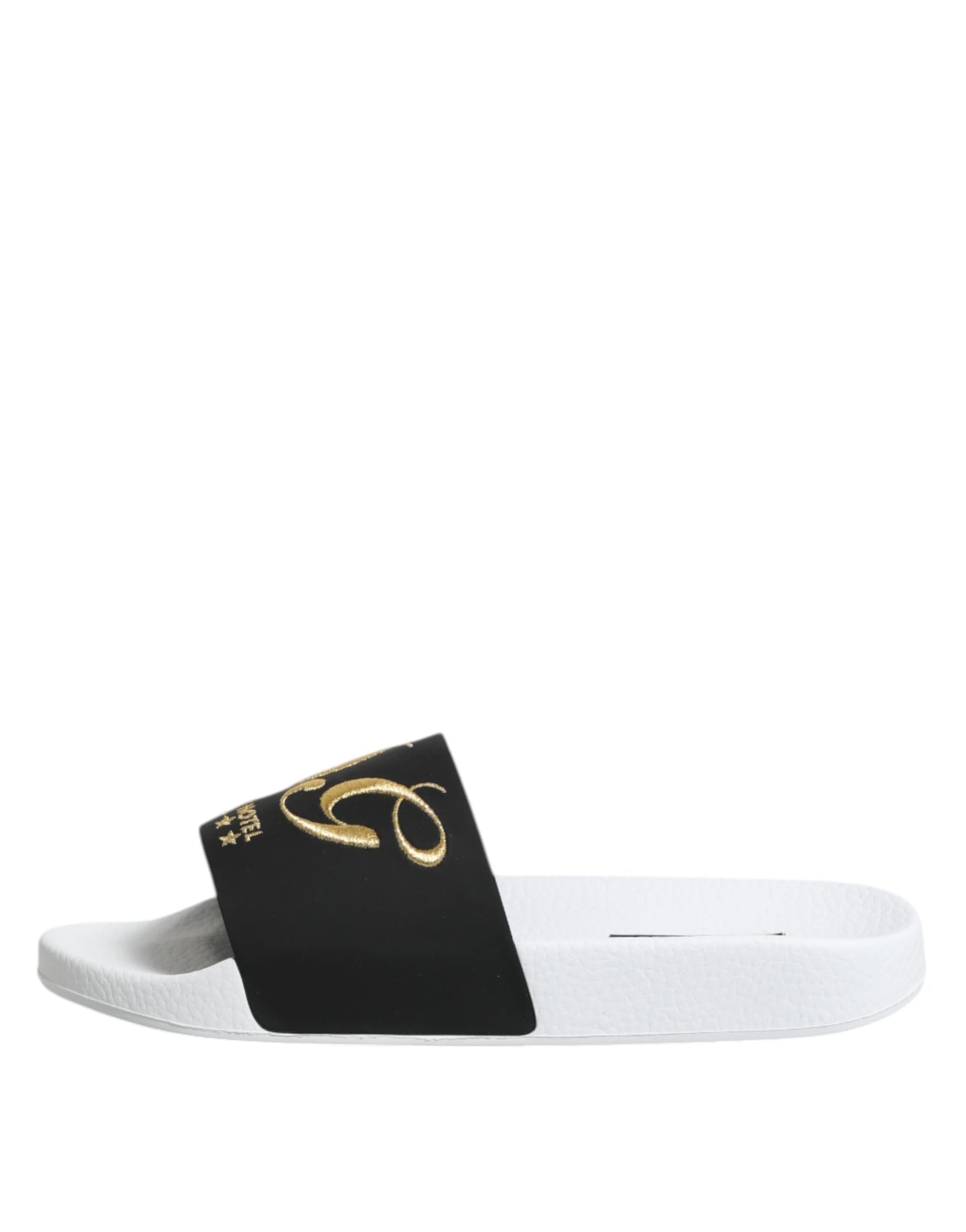 Dolce & Gabbana White Black Leather Sandals Beachwear Shoes - 5