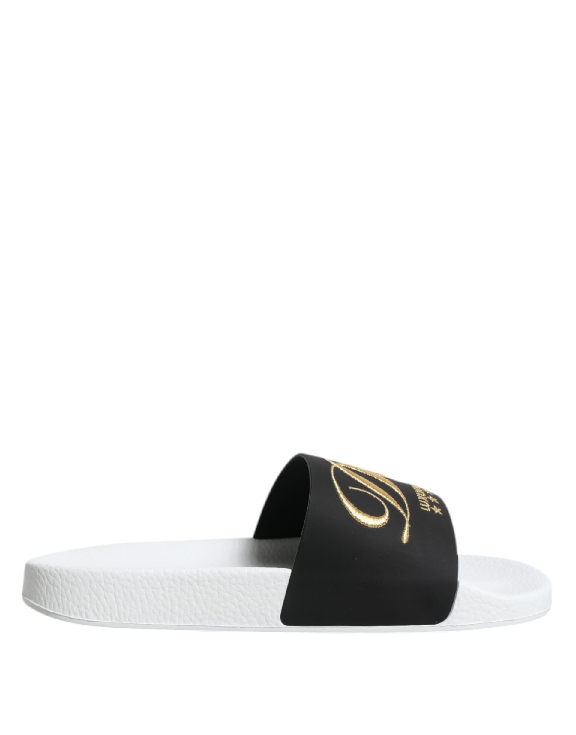 Dolce & Gabbana White Black Leather Sandals Beachwear Shoes - 7