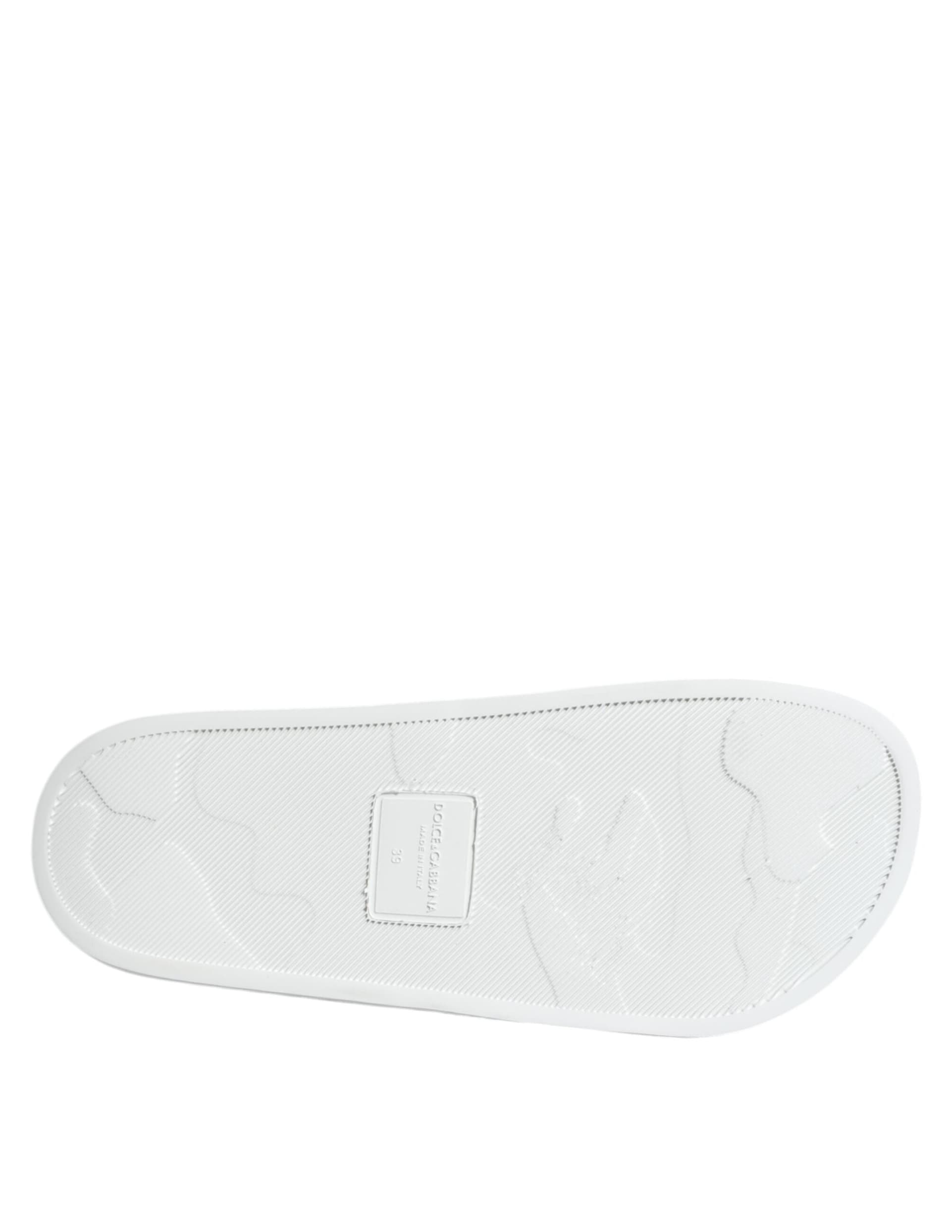 Dolce & Gabbana White Black Leather Sandals Beachwear Shoes - 8