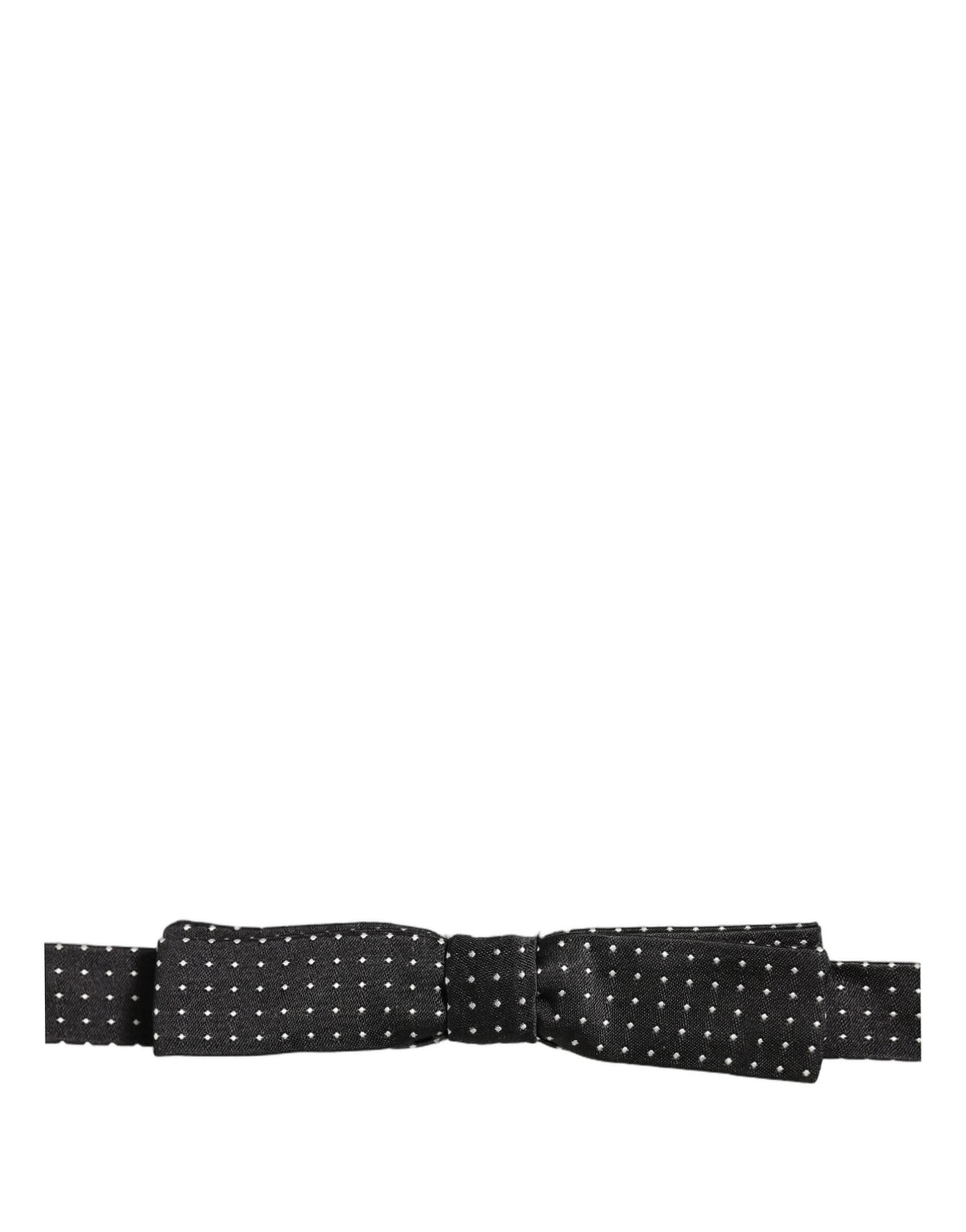 Dolce & Gabbana Black White Polka Dot Adjustable Neck Papillon Bow Tie - 3