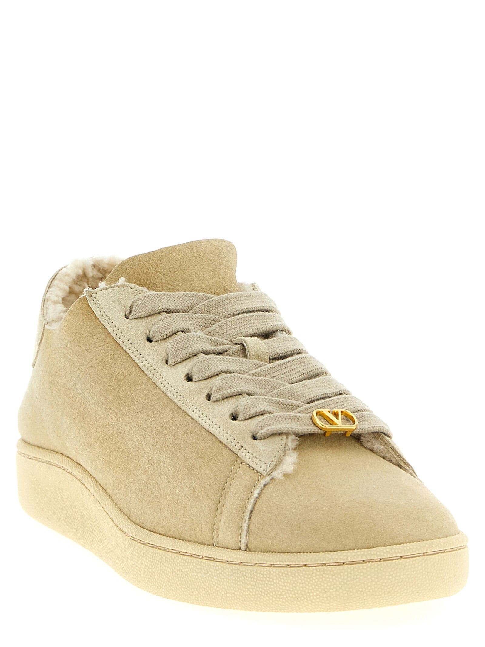 Valentino Garavani Beige Goatskin Low Top Sneakers - 2