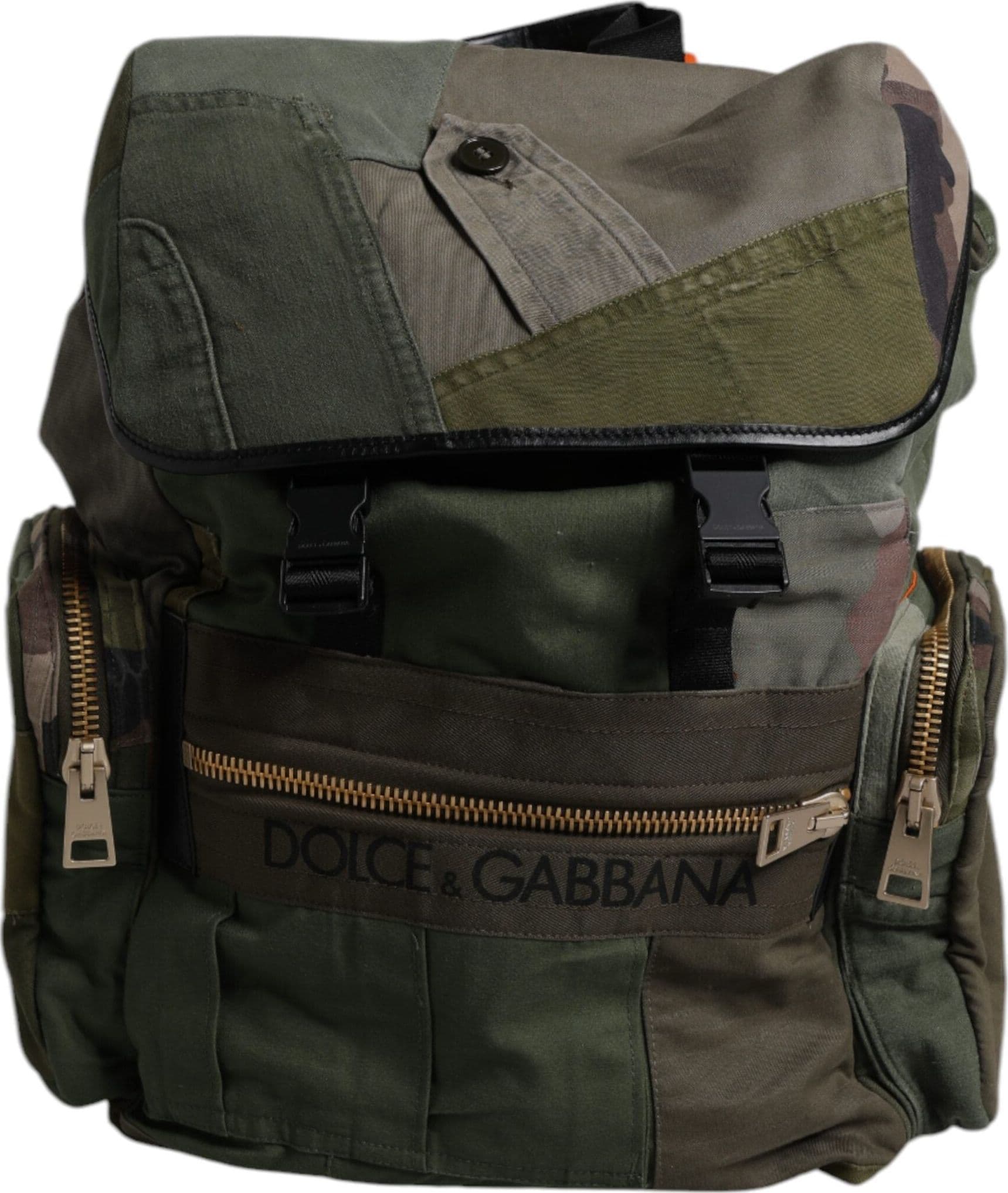 Dolce & Gabbana Military Green Patchwork Travel Backpack Bag - 2