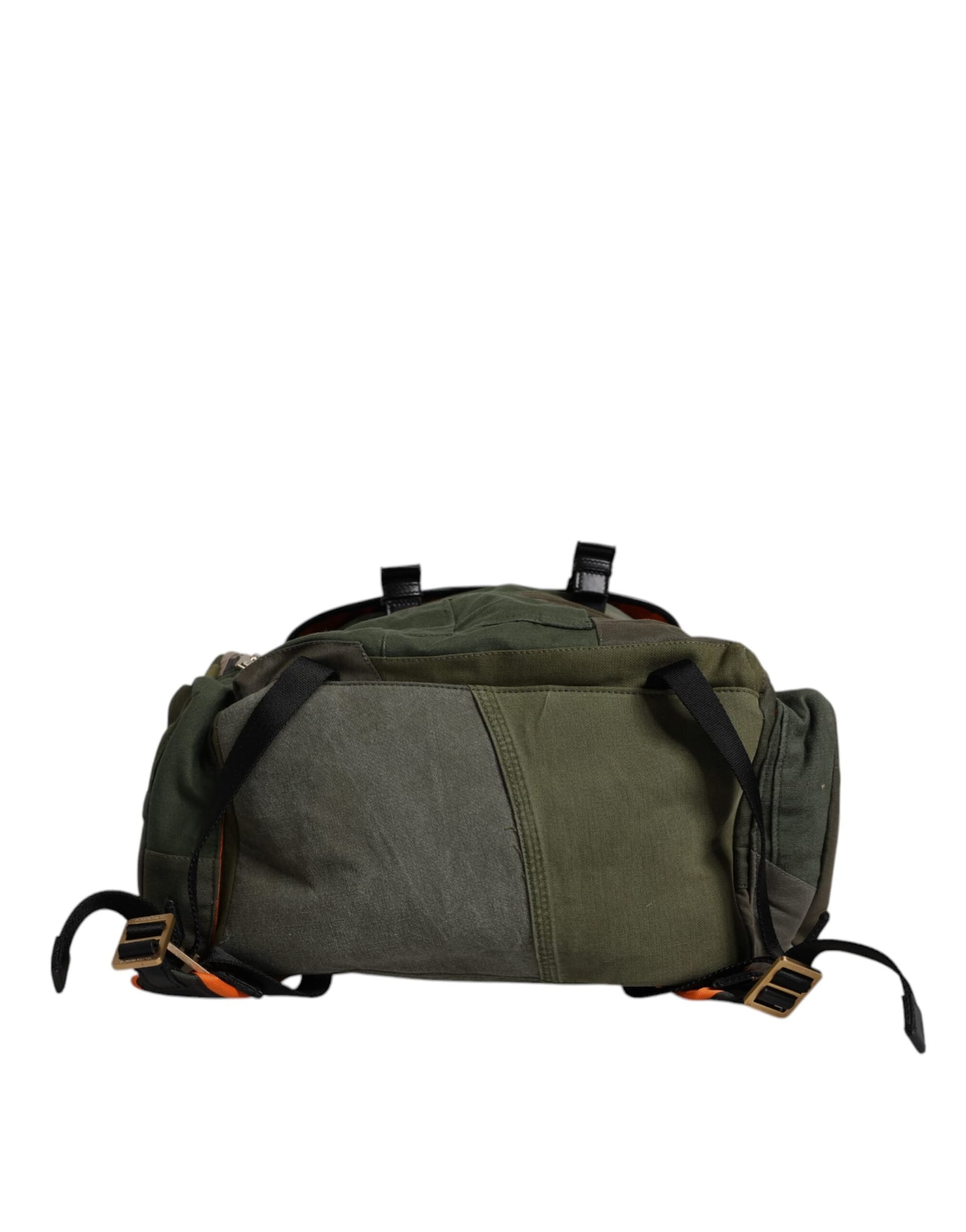 Dolce & Gabbana Military Green Patchwork Travel Backpack Bag - 6