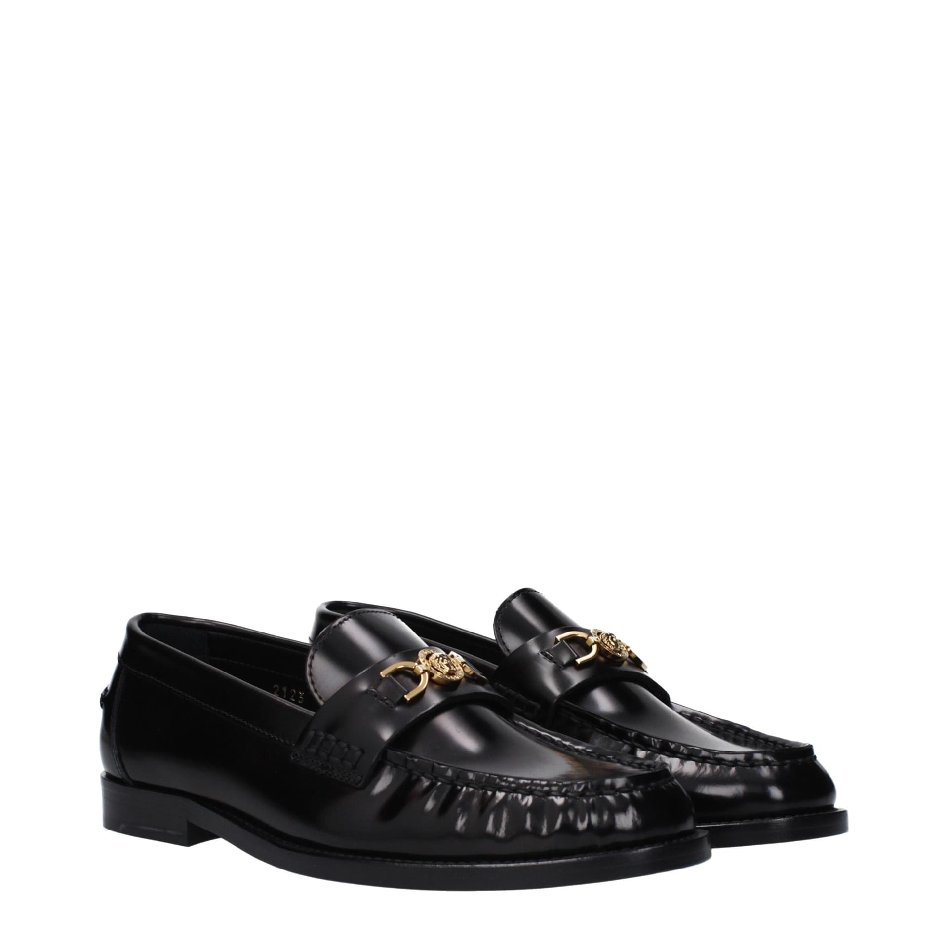 Versace Black Leather Slip-On Loafers - 2