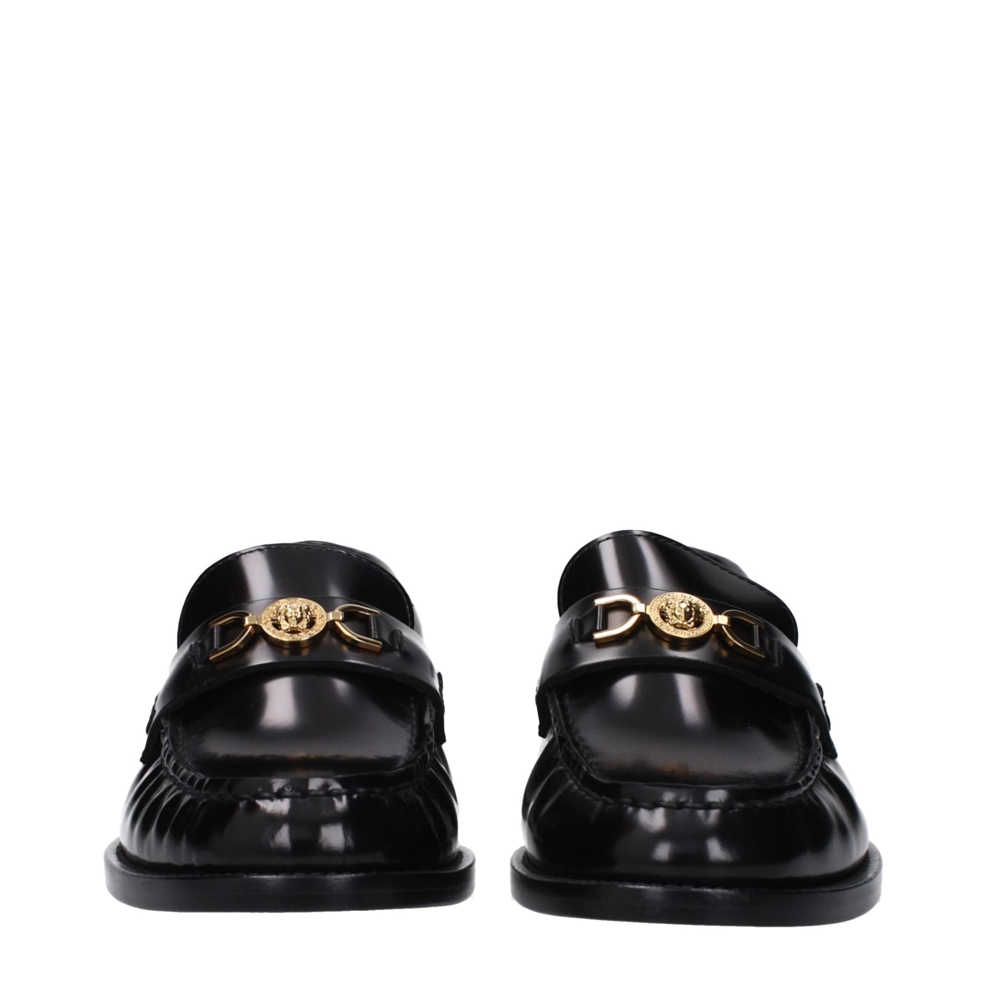 Versace Black Leather Slip-On Loafers - 3